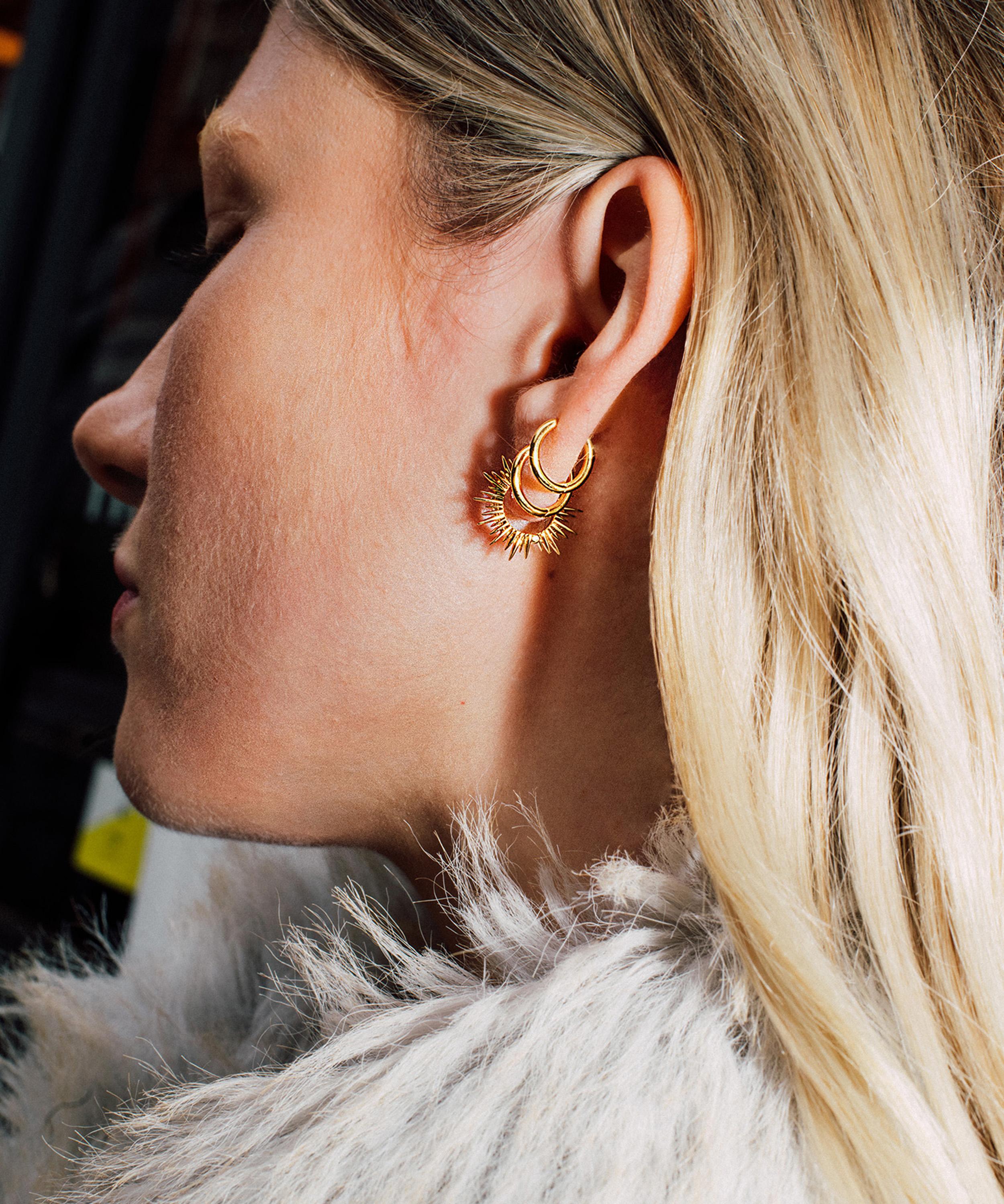 Rachel Jackson - 22ct Gold-Plated Electric Goddess Mini Huggie Hoop Earrings image number 1