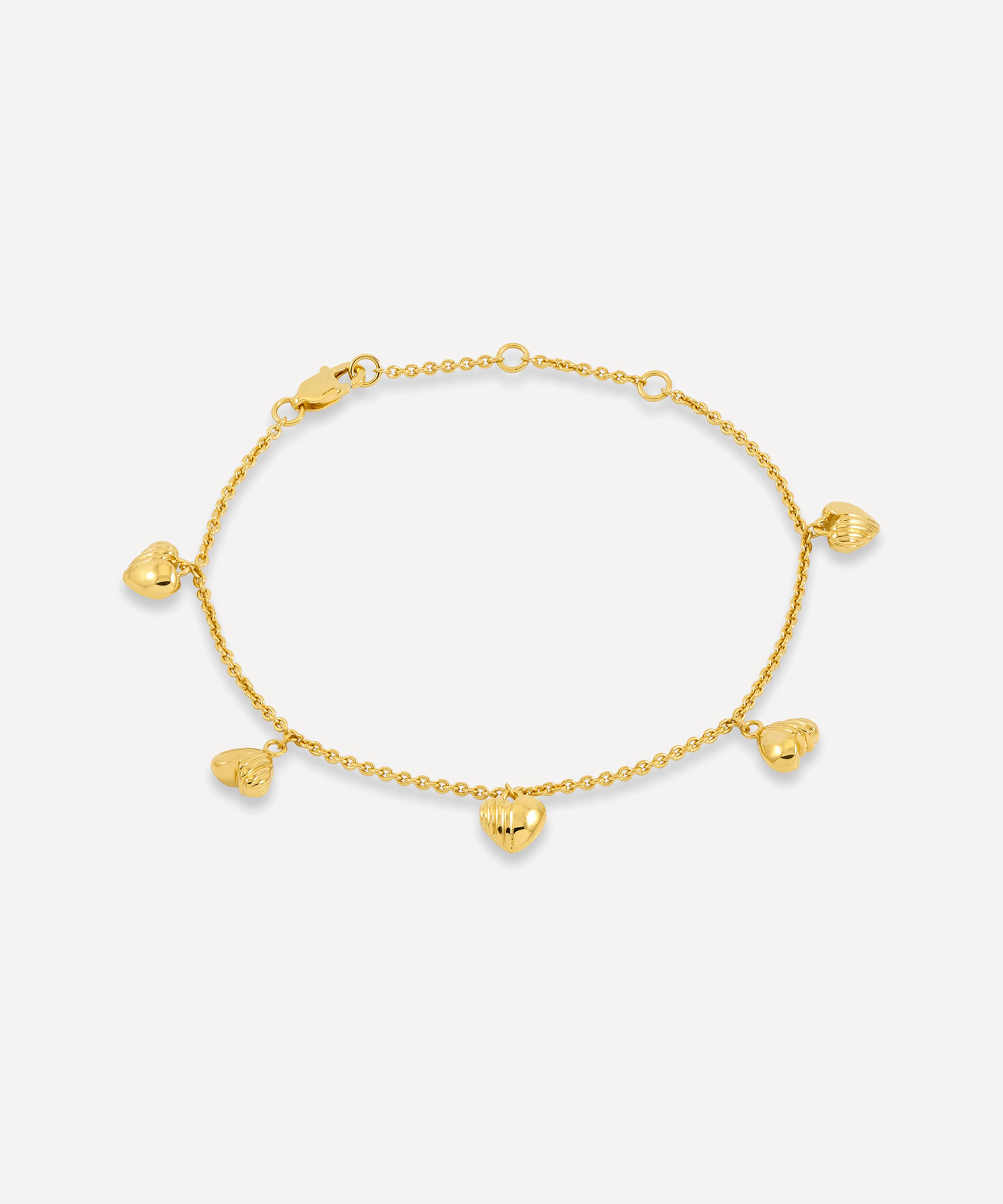 Rachel Jackson - 18ct Gold-Plated Deco Scattered Hearts Bracelet image number 0
