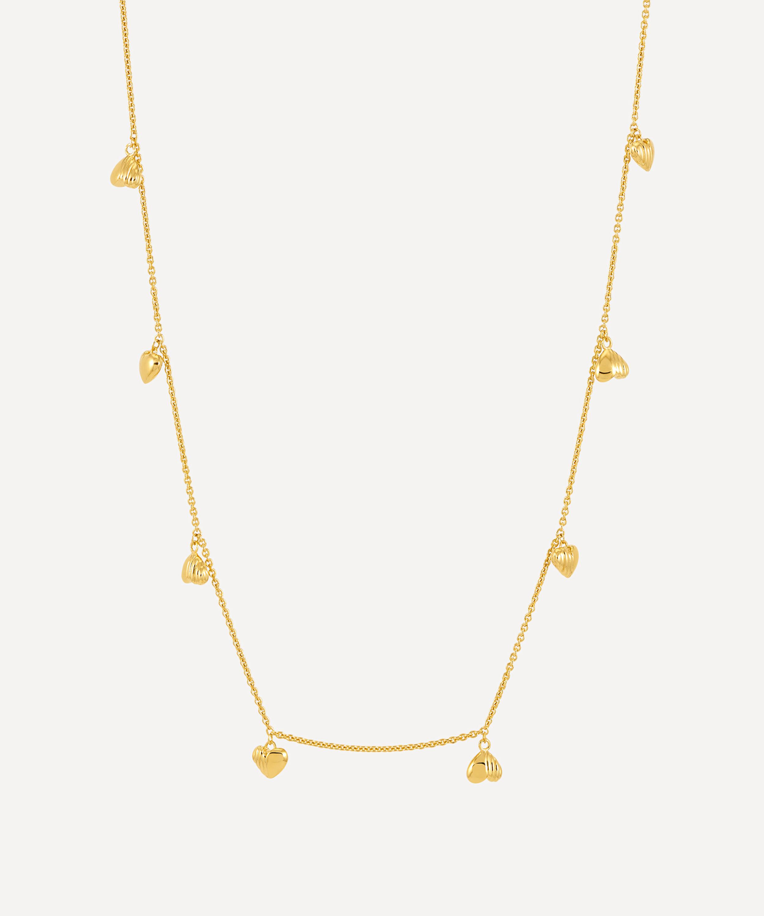 Rachel Jackson - 18ct Gold-Plated Deco Scattered Hearts Necklace image number 0