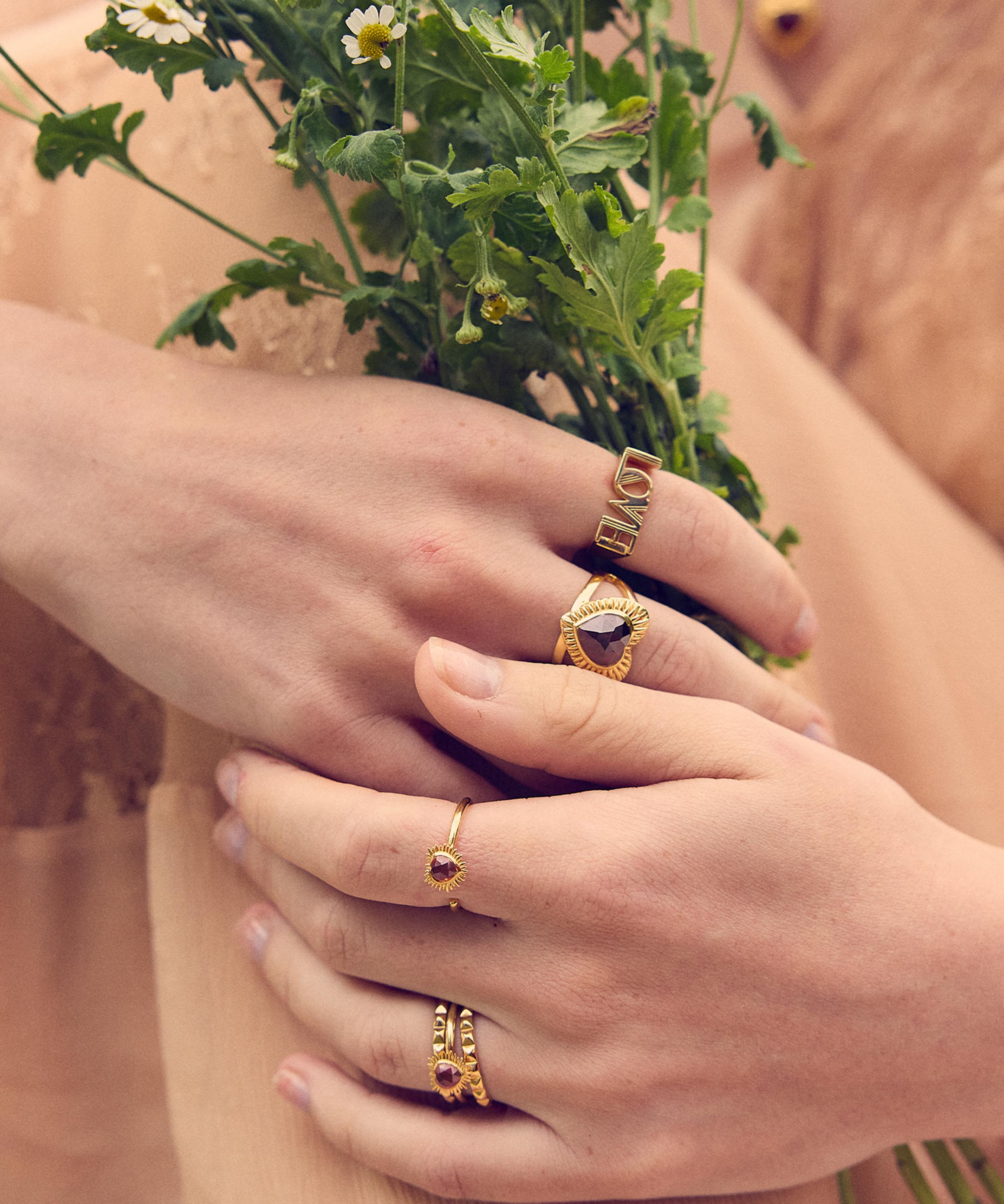 Rachel Jackson - 18ct Gold-Plated Adjustable Electric Love Mini Garnet Heart Ring image number 1