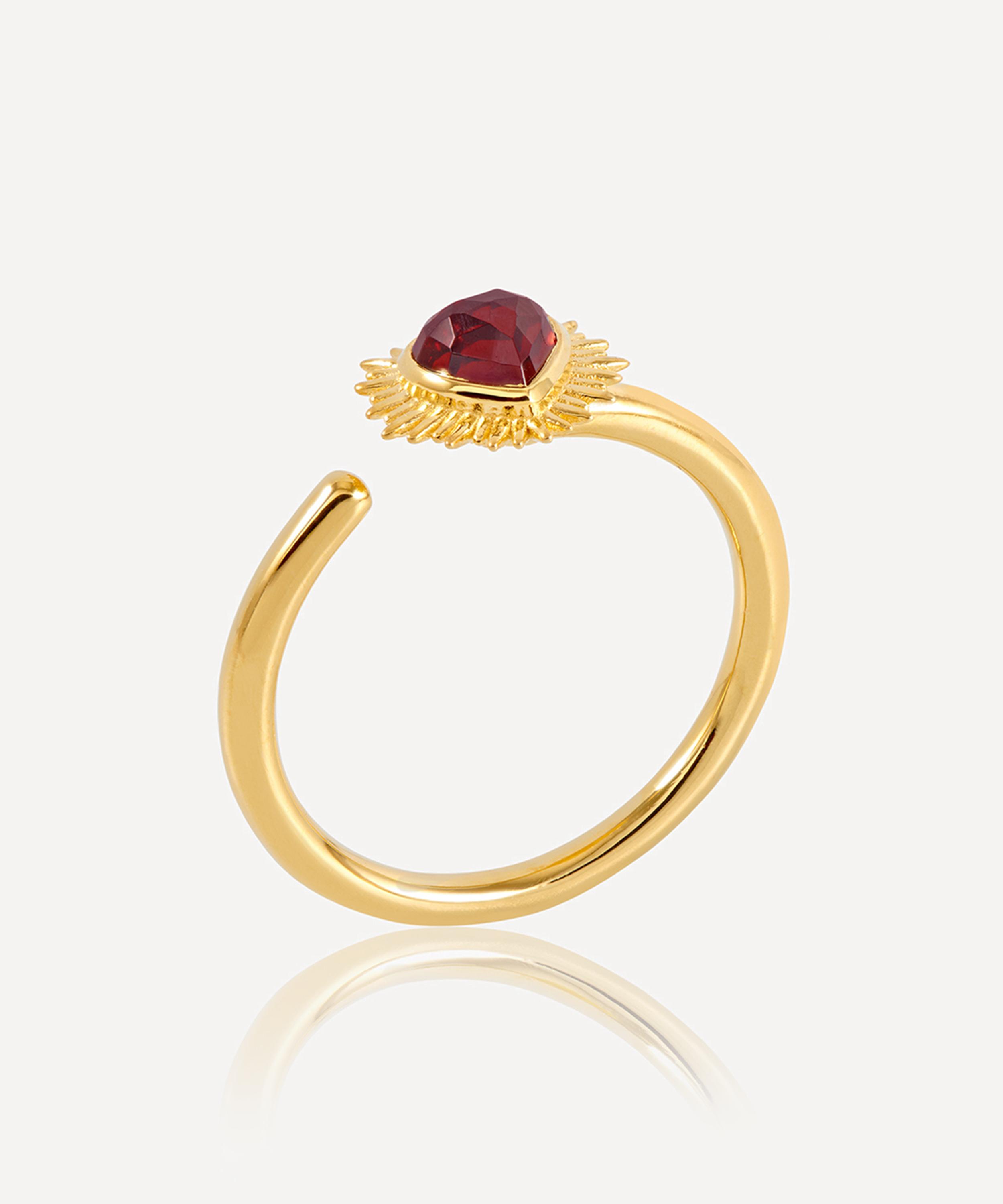 Rachel Jackson - 18ct Gold-Plated Adjustable Electric Love Mini Garnet Heart Ring image number 2