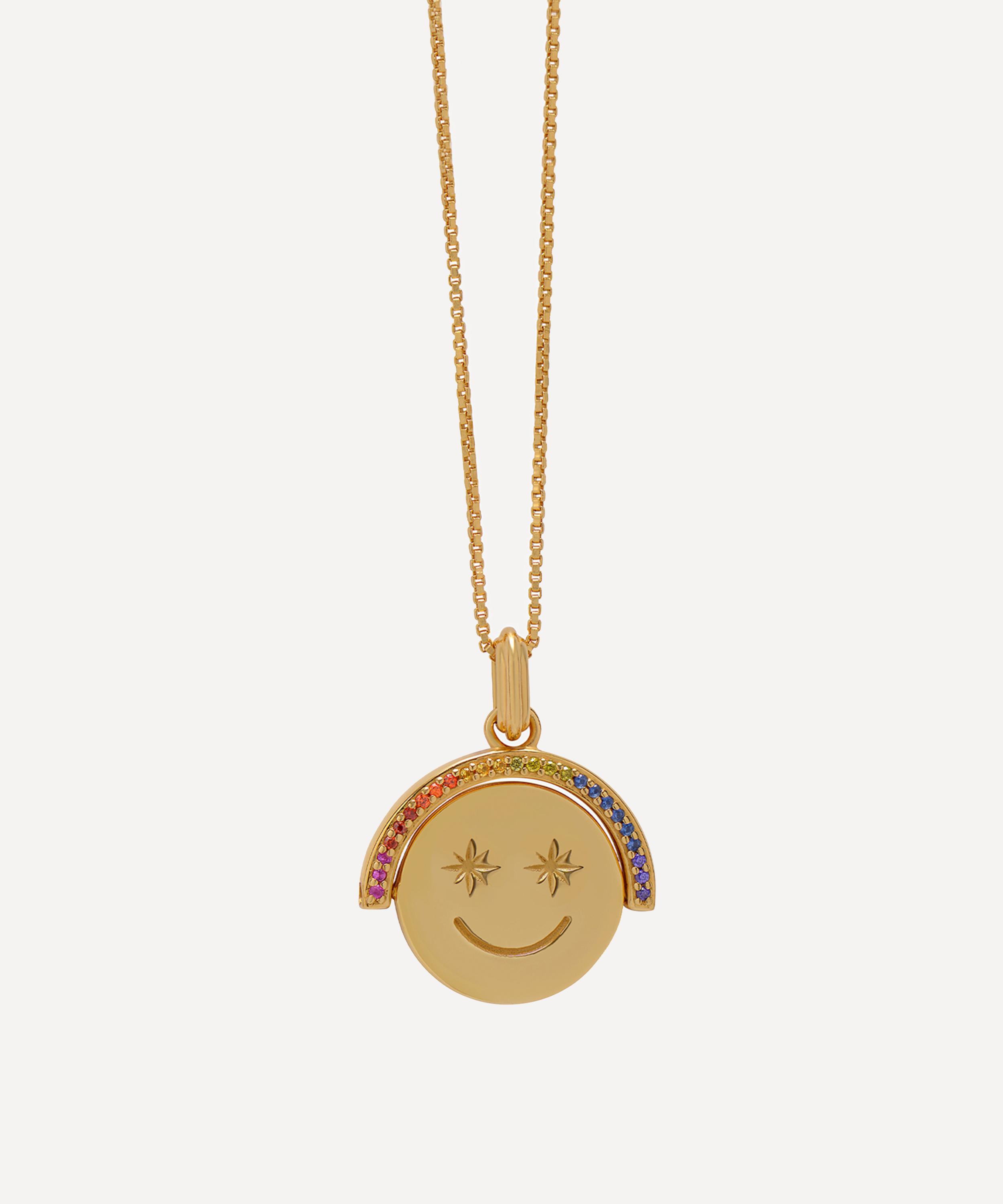 Rachel Jackson - 18ct Gold-Plated Rainbow Happy Face Spinning Necklace image number 0
