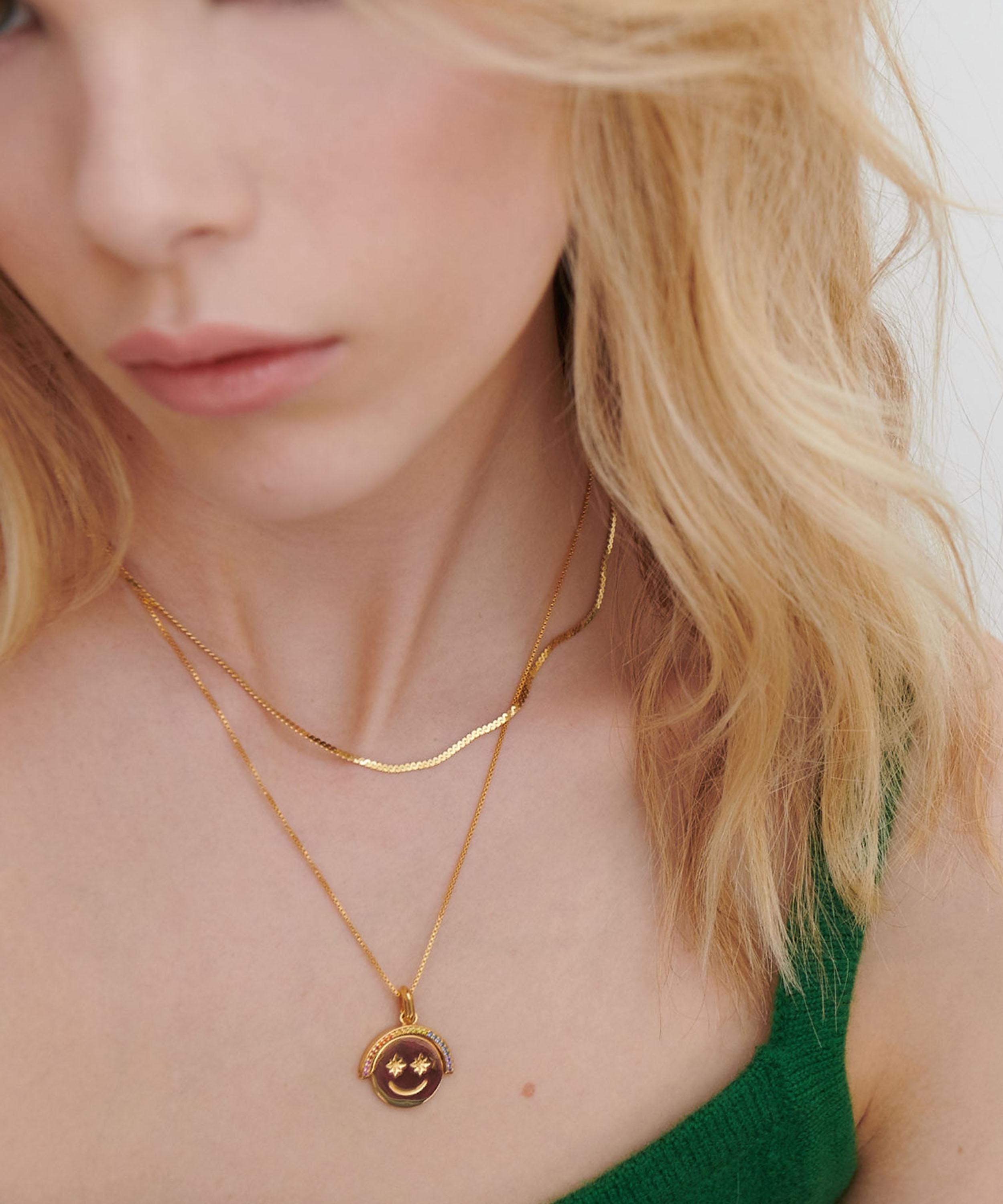 Rachel Jackson - 18ct Gold-Plated Rainbow Happy Face Spinning Necklace image number 1