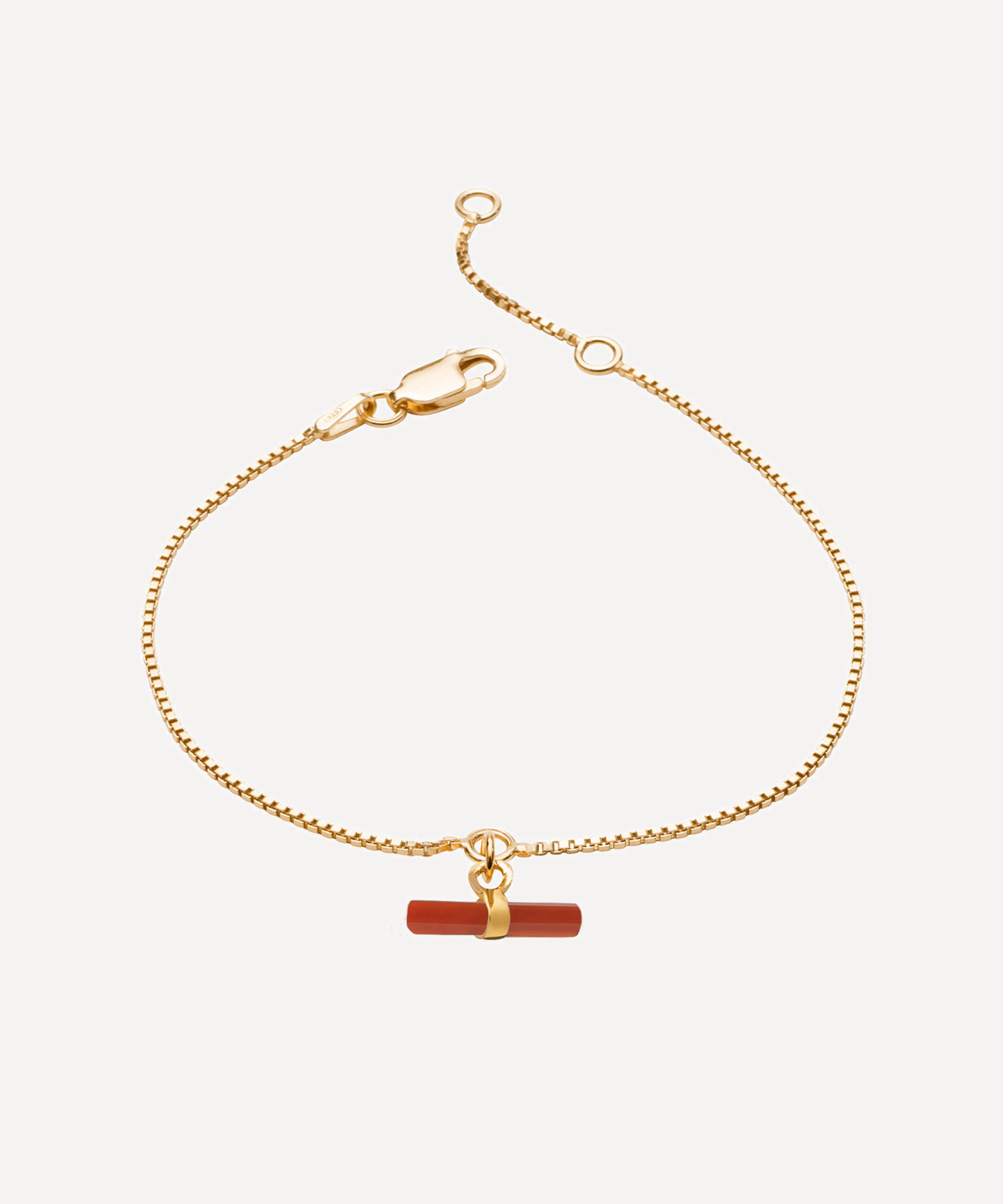 Rachel Jackson - 18ct Gold-Plated Vitality Carnelian T-Bar Bracelet image number 0