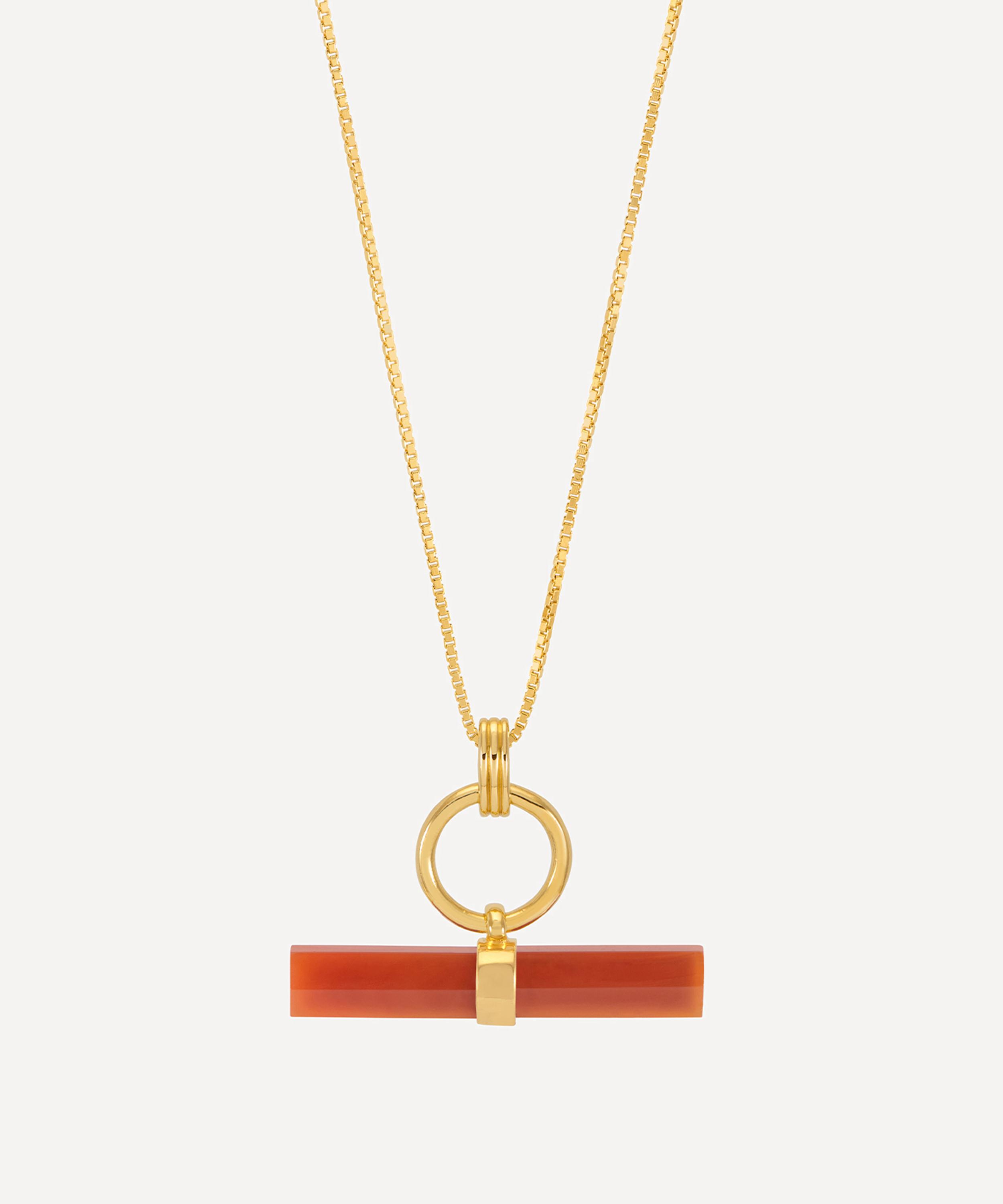 Rachel Jackson - 18ct Gold-Plated Vitality Carnelian T-Bar Necklace image number 0