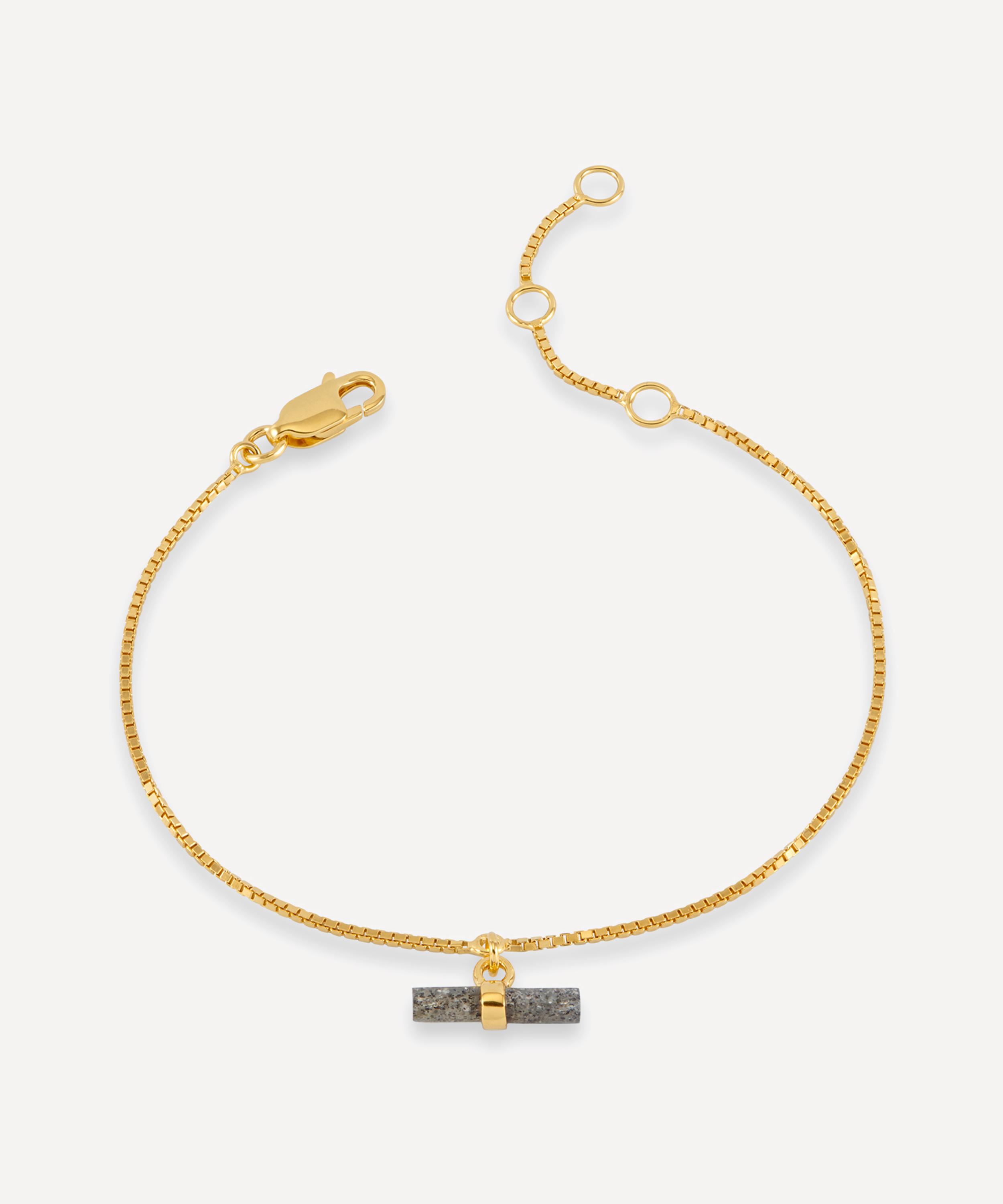 Rachel Jackson - 18ct Gold-Plated Blue Aventurine T-Bar Bracelet image number 0