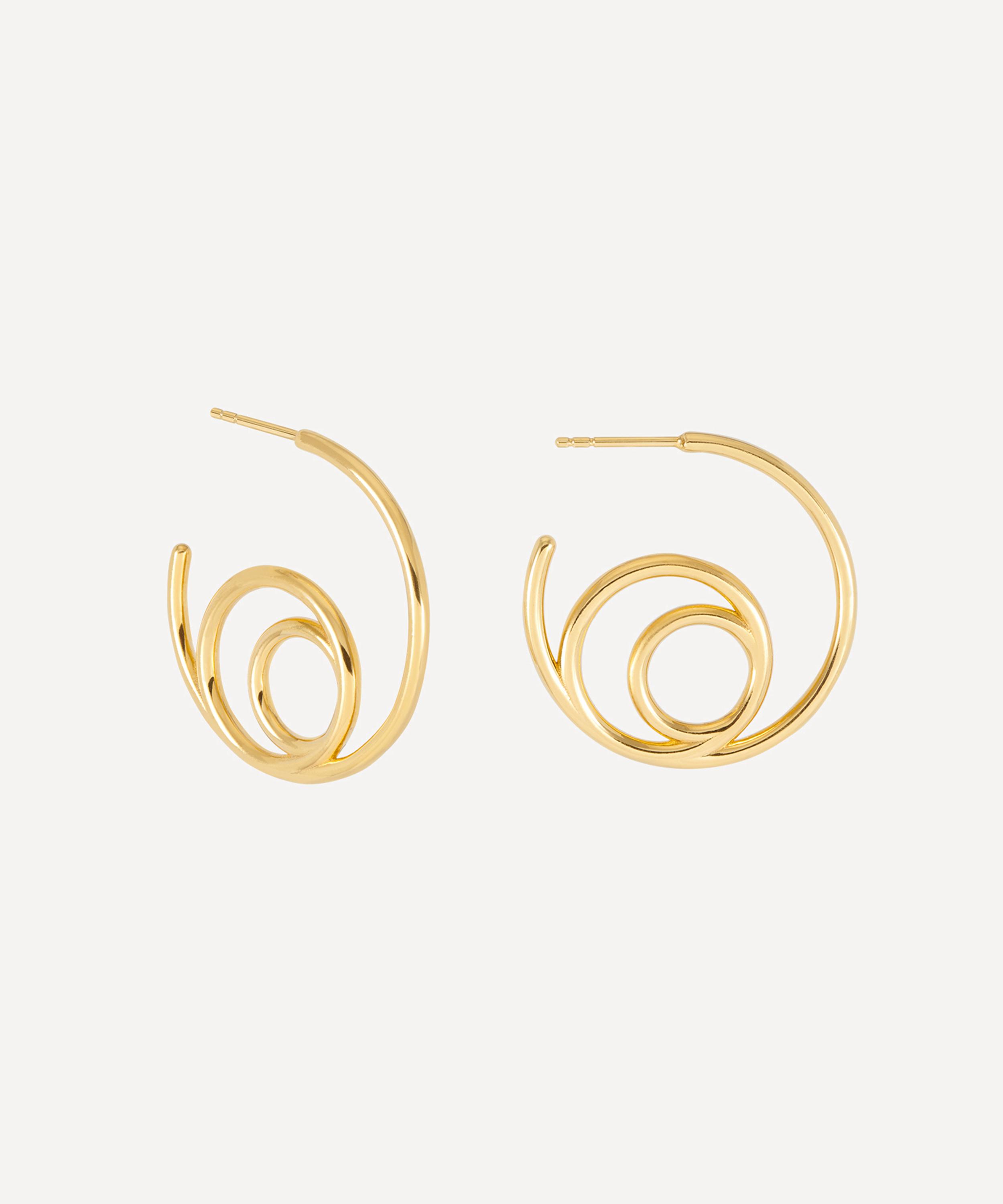Rachel Jackson - 18ct Gold-Plated Medium Swirl Hoop Earrings image number 0