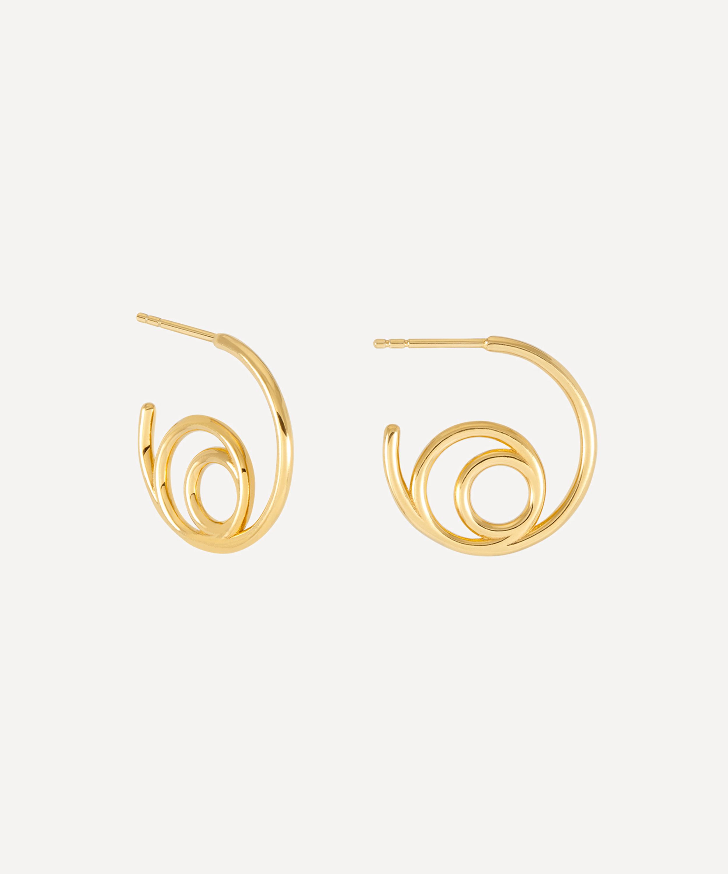 Rachel Jackson -  18ct Gold-Plated Small Swirl Hoop Earrings image number 0