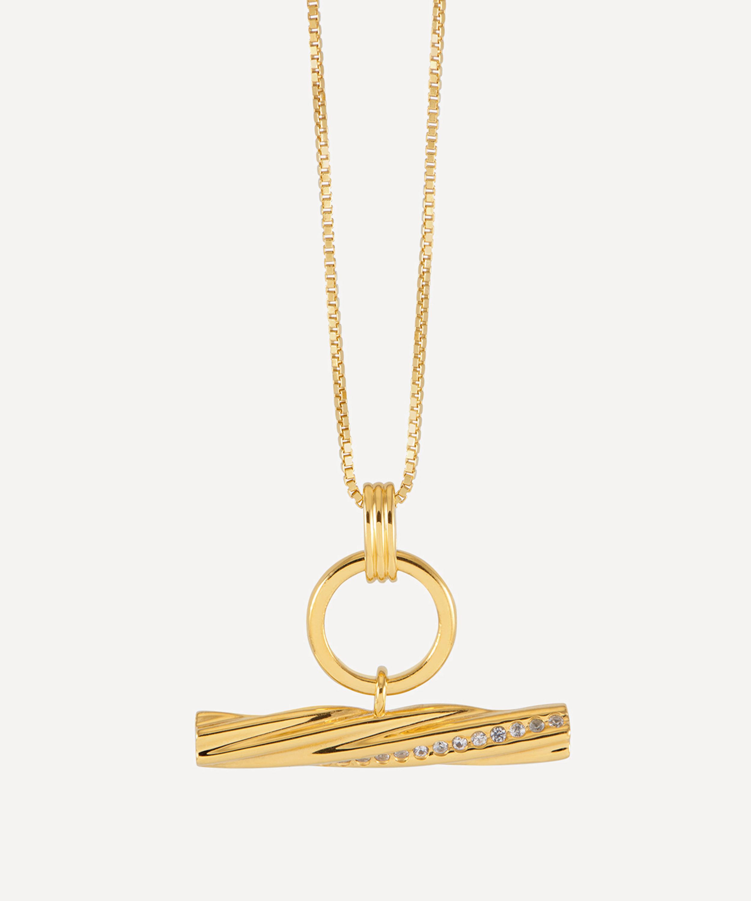 Rachel Jackson - 18ct Gold-Plated Twisted T-Bar Necklace image number 0