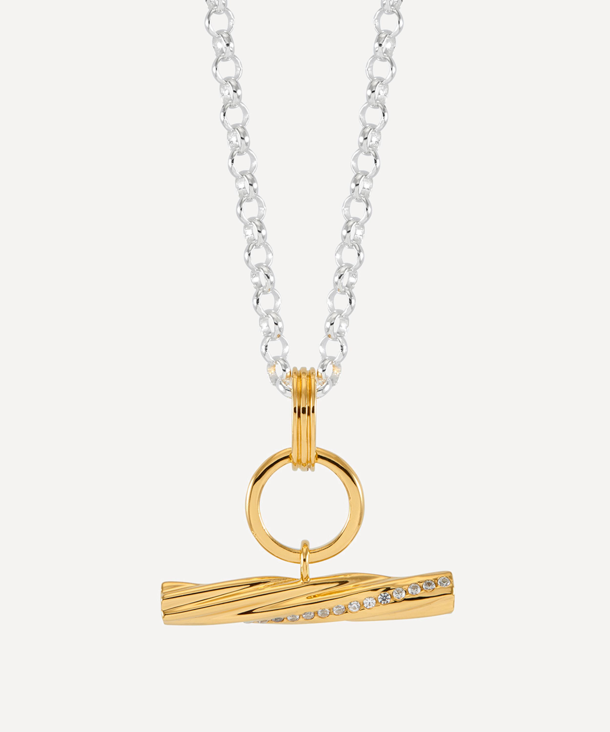 Rachel Jackson - 18ct Gold-Plated Twisted Chunky T-Bar Necklace image number 0