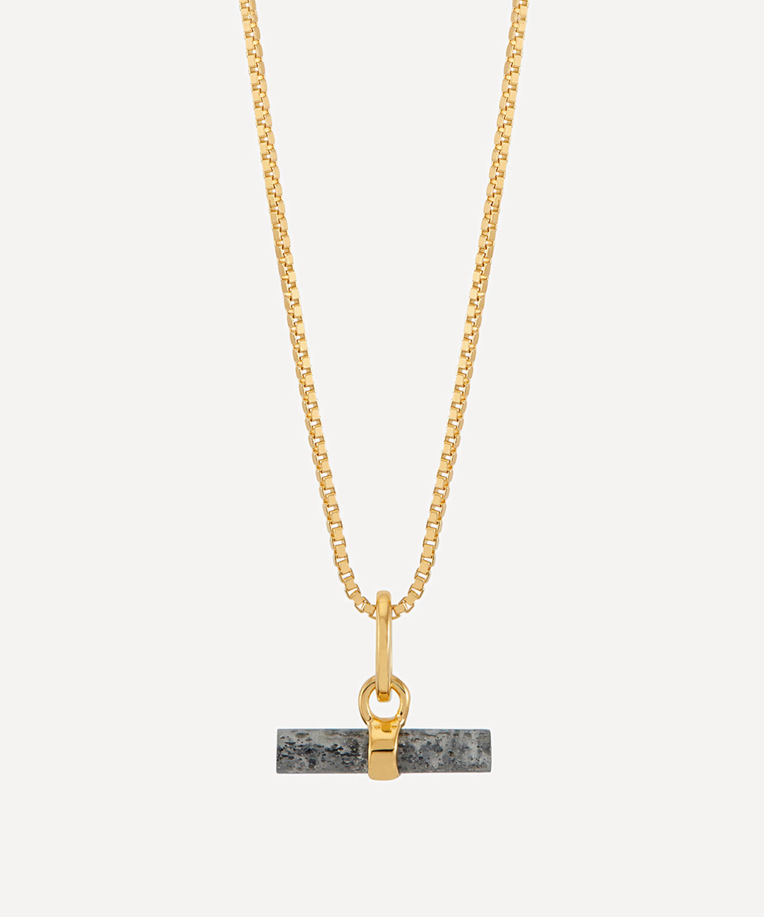 Rachel Jackson - 18ct Gold-Plated Mini Midnight Shimmer Gemstone T-Bar Necklace image number 0