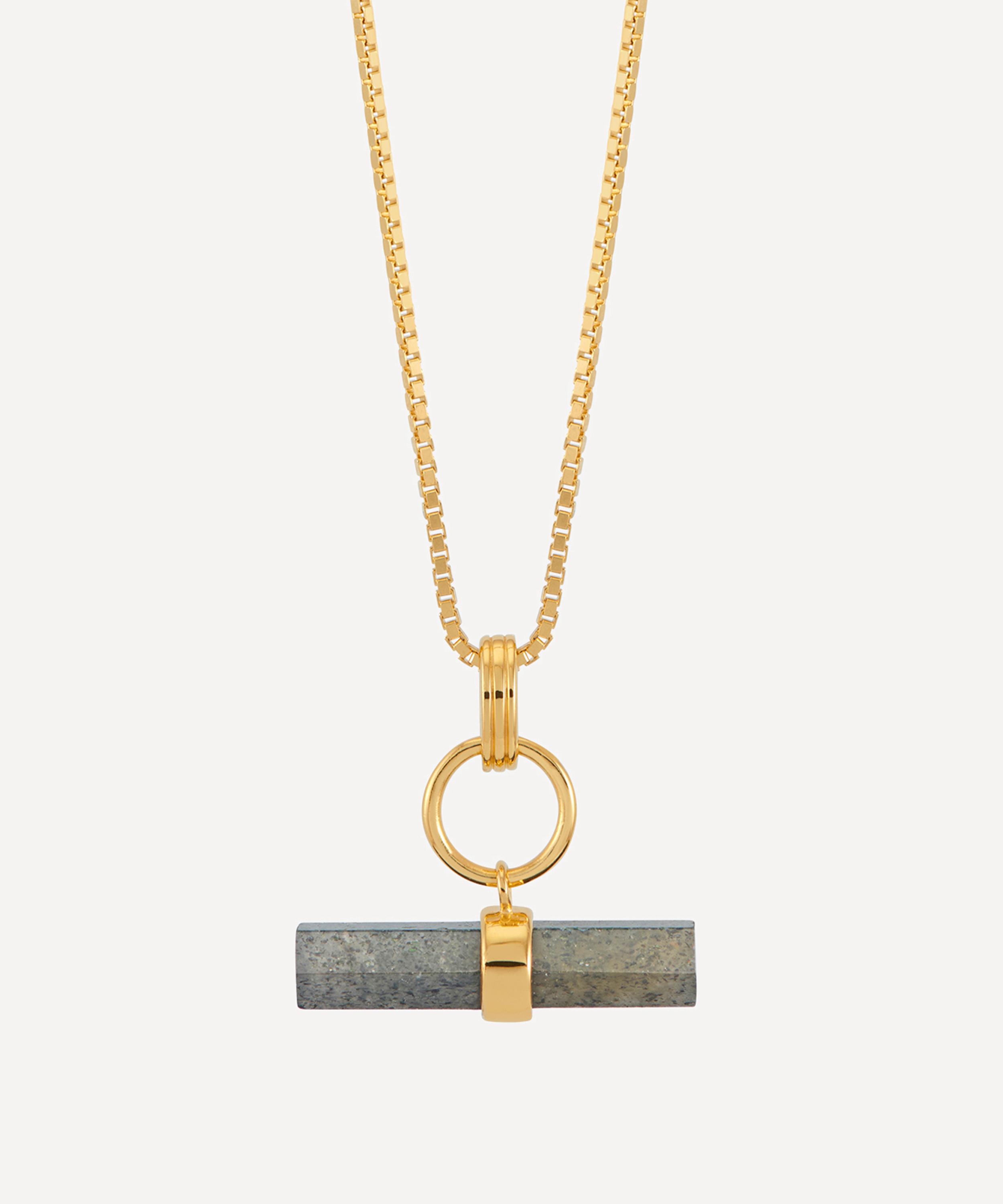 Rachel Jackson - 18ct Gold-Plated Midnight Shimmer Gemstone T-Bar Necklace image number 0