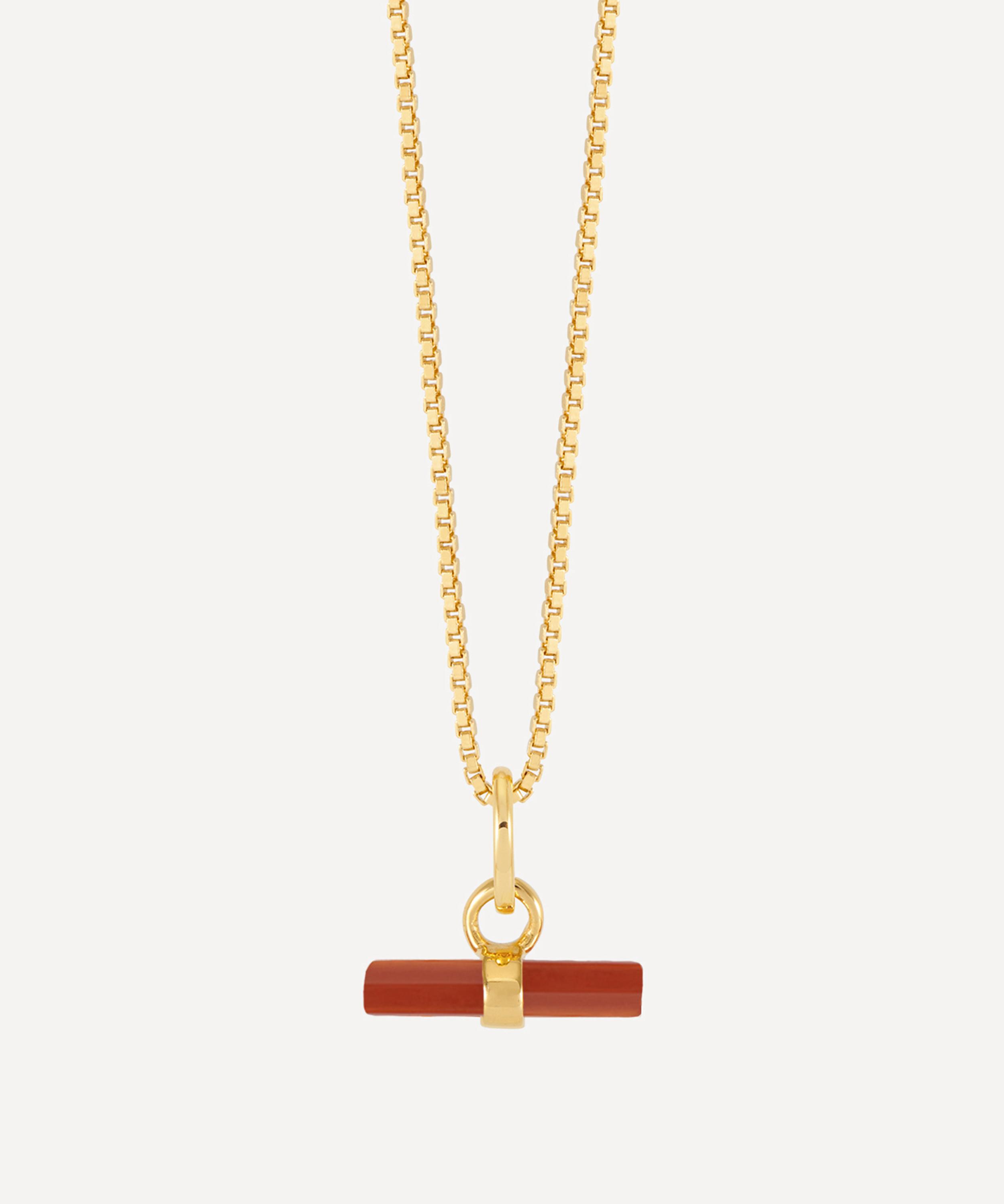 Rachel Jackson - 18ct Gold-Plated Mini Vitality Carnelian T-Bar Necklace image number 0