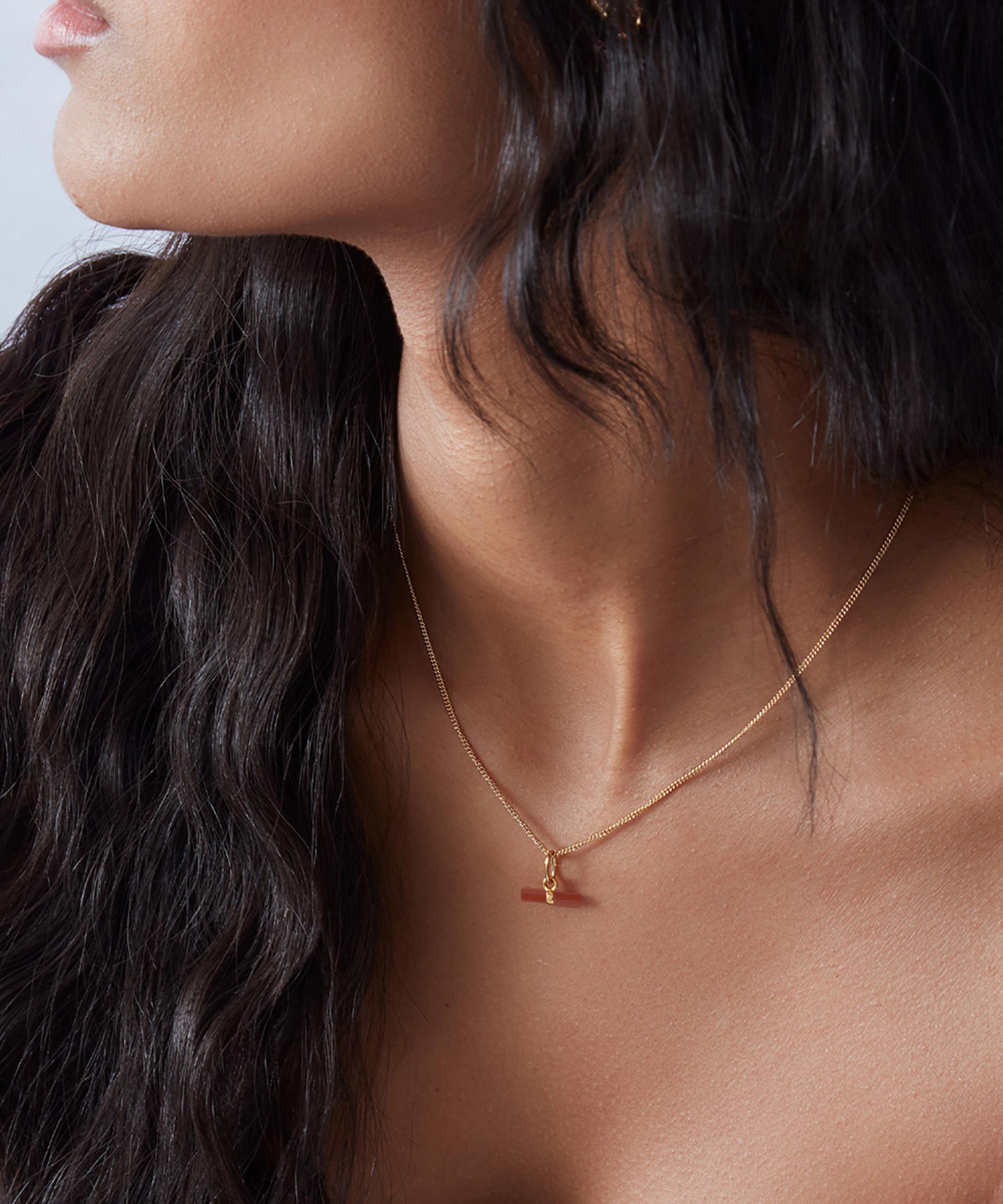 Rachel Jackson - 18ct Gold-Plated Mini Vitality Carnelian T-Bar Necklace image number 1