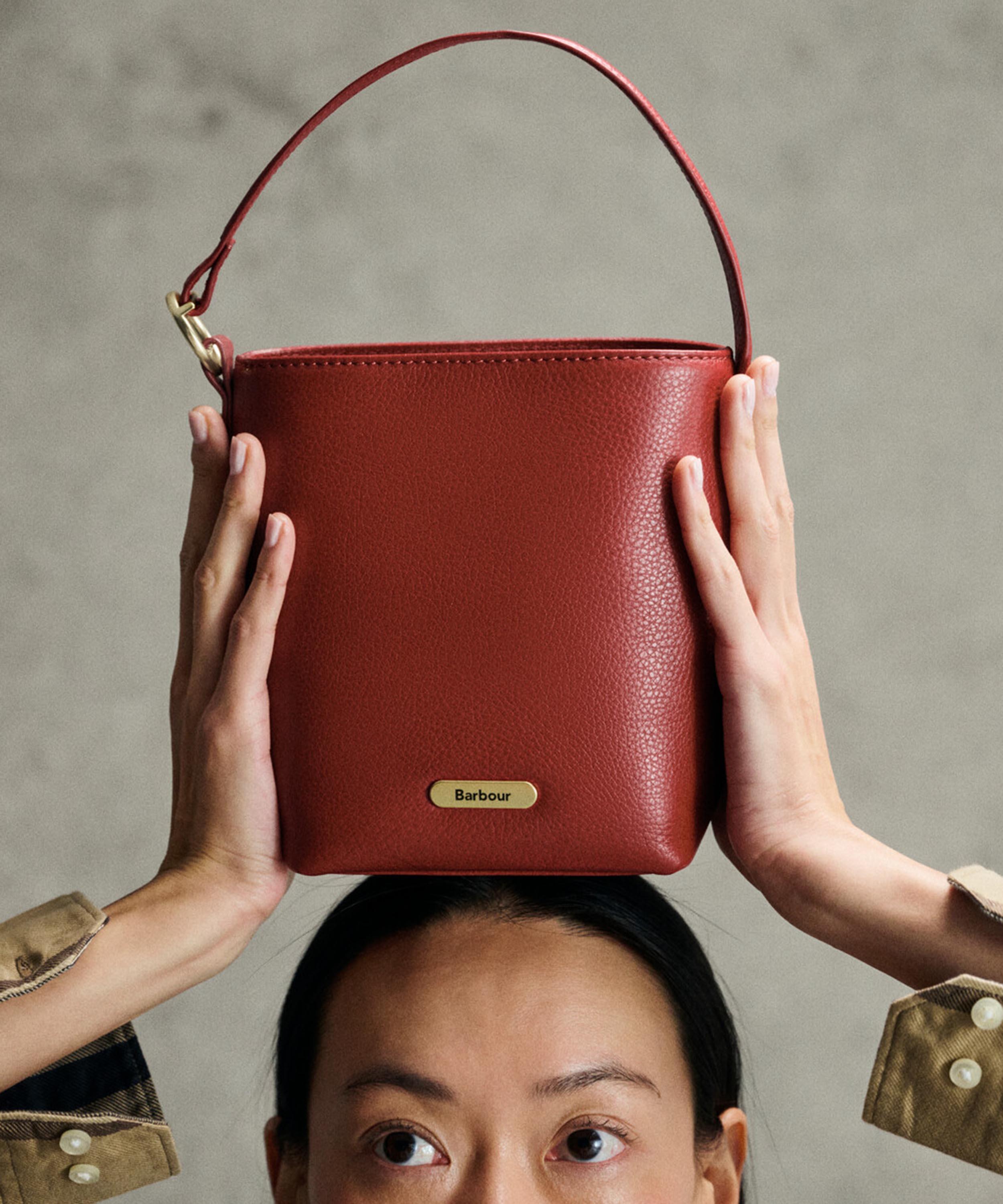 Barbour - Cedar Mini Leather Bucket Bag image number 7