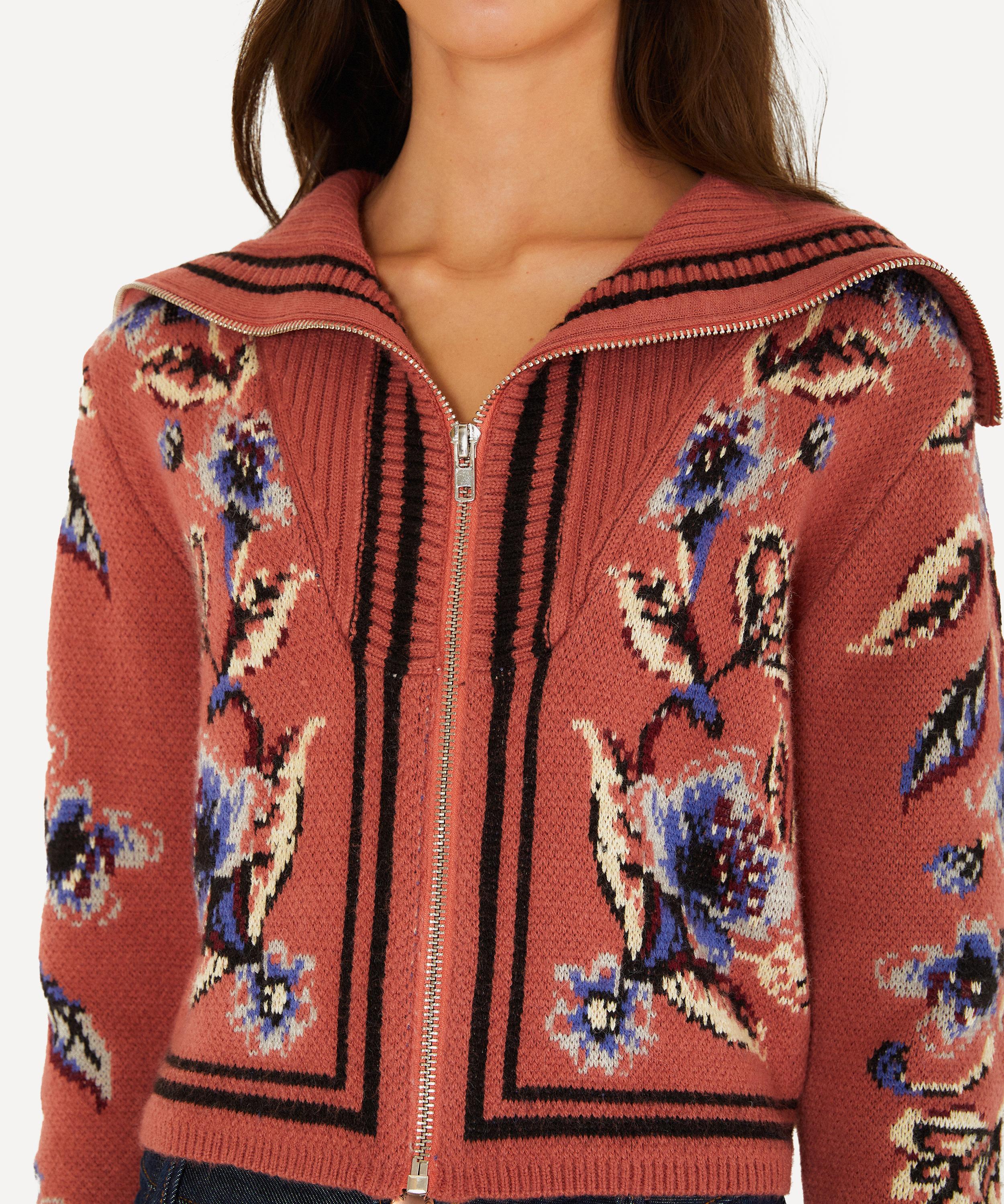 FARM Rio - Blush Pink Floral Tapestry Knit Cardigan image number 0
