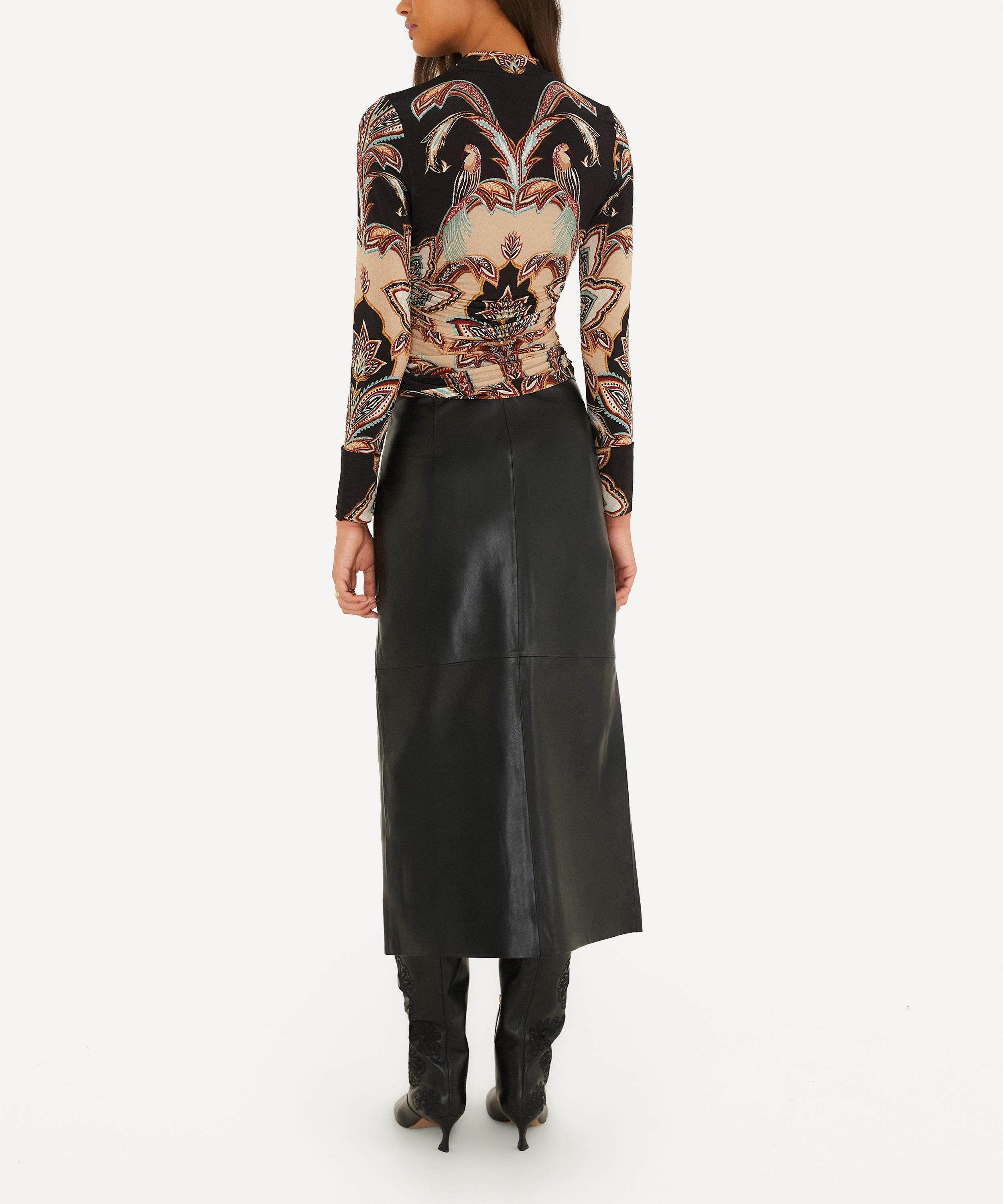 FARM Rio - Black Leather Midi Skirt image number 2