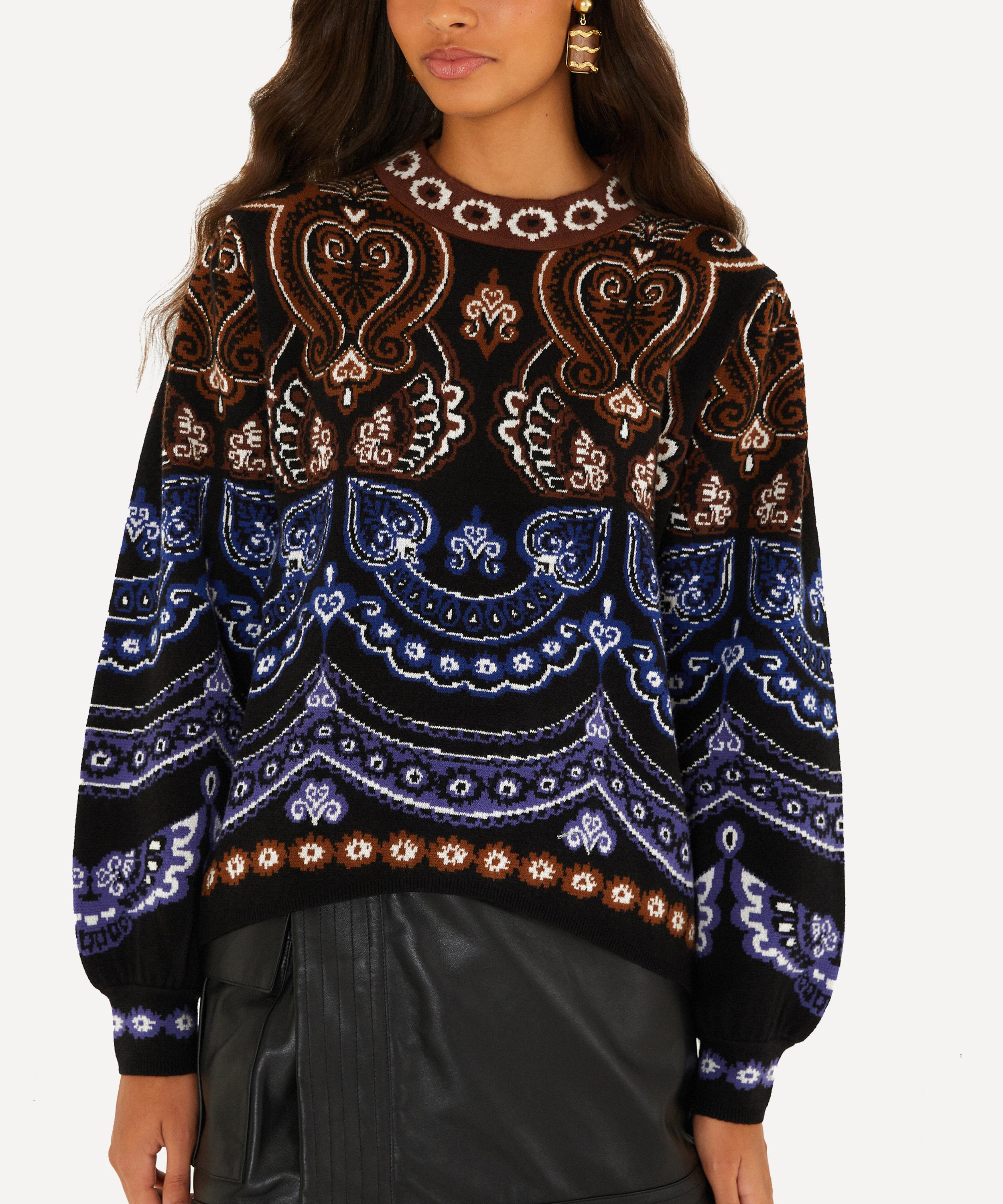 FARM Rio - Brown Nicole Knit Scarf Sweater image number 0