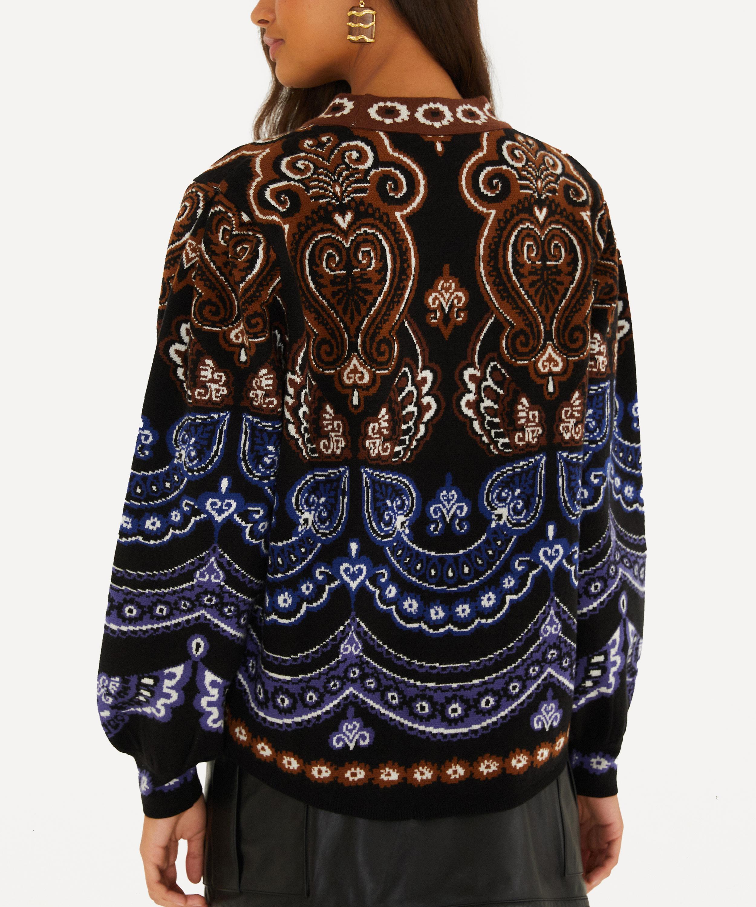 FARM Rio - Brown Nicole Knit Scarf Sweater image number 1