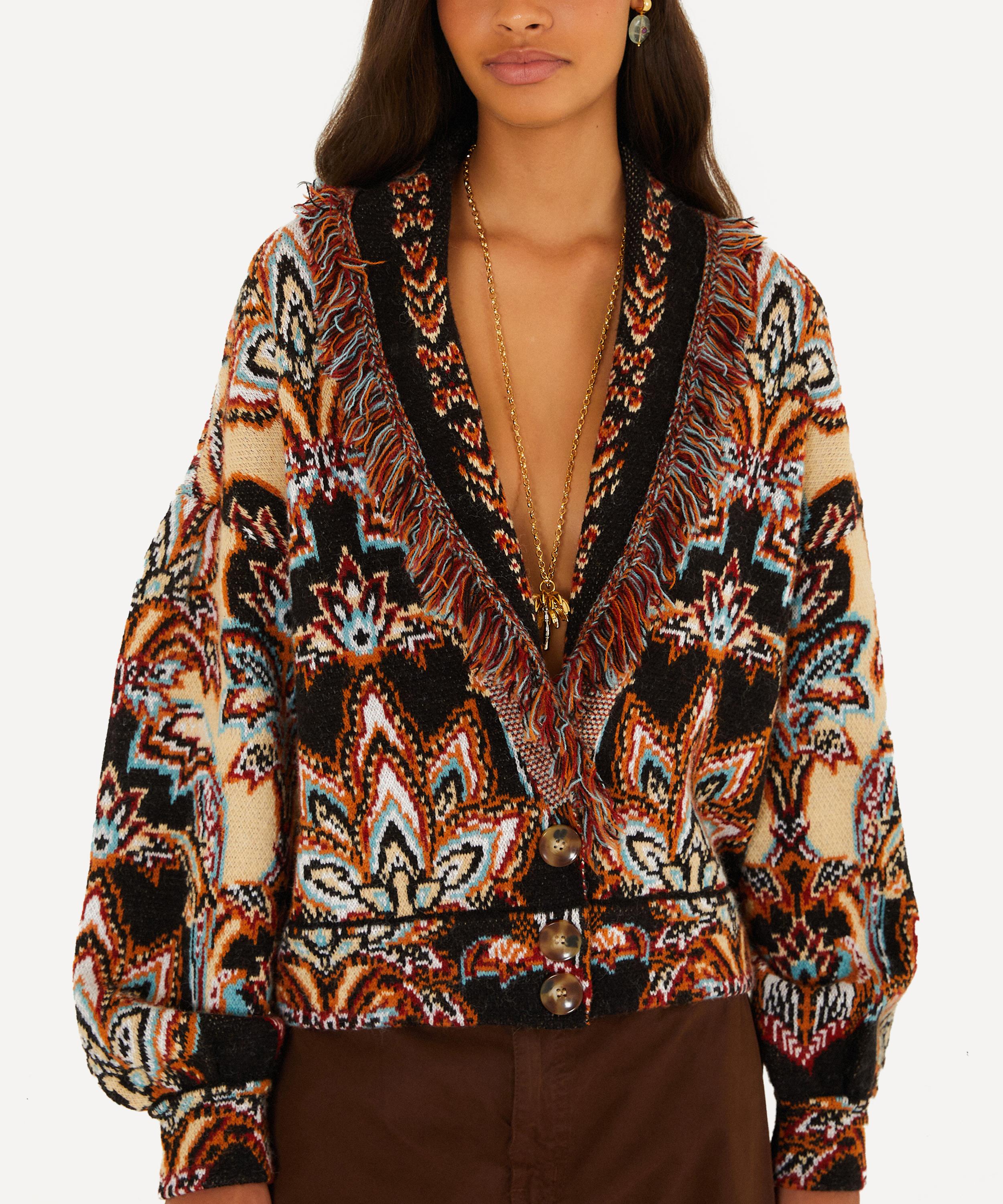 FARM Rio - Fringe Tapestry Knit Cardigan image number 0