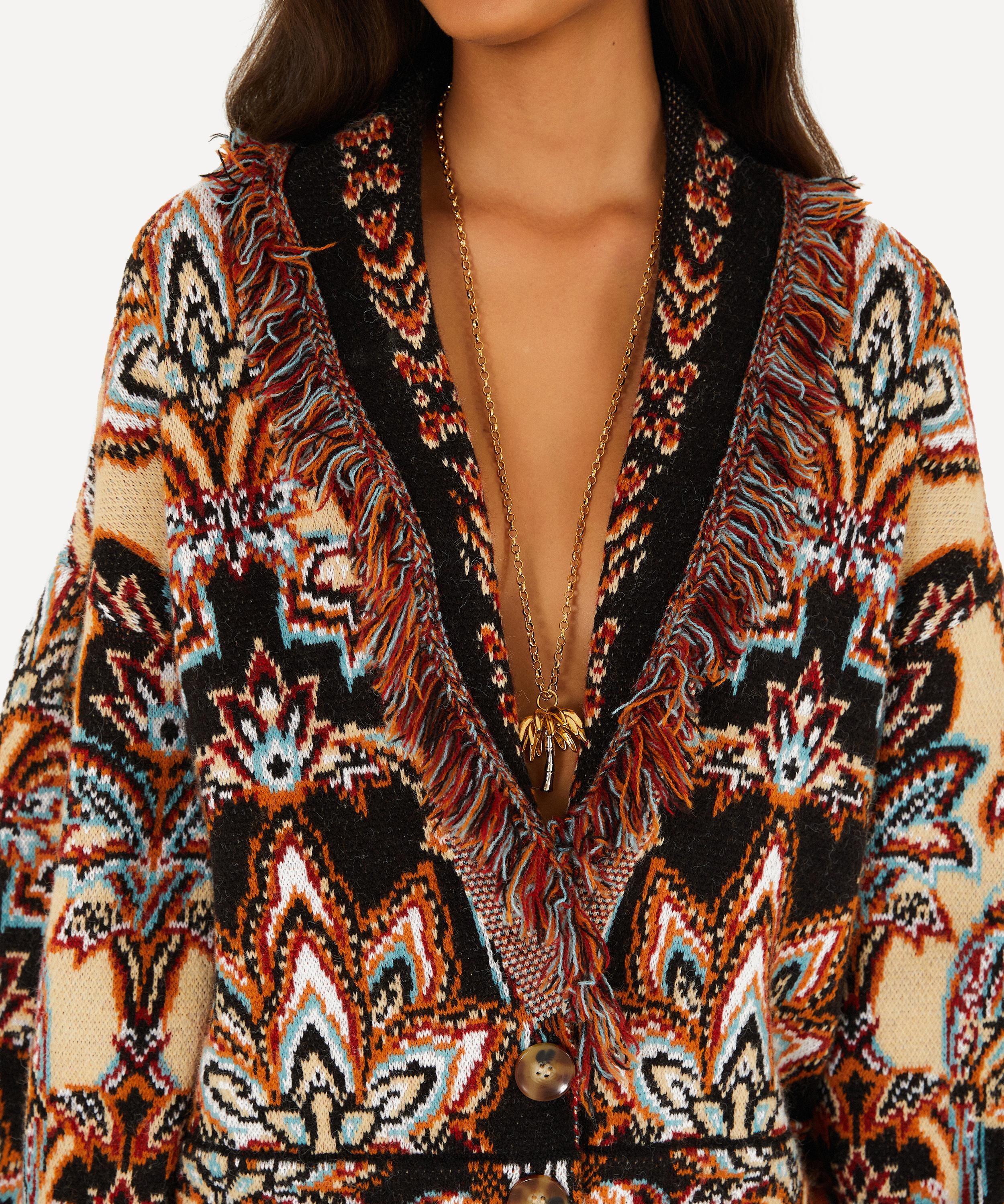 FARM Rio - Fringe Tapestry Knit Cardigan image number 1