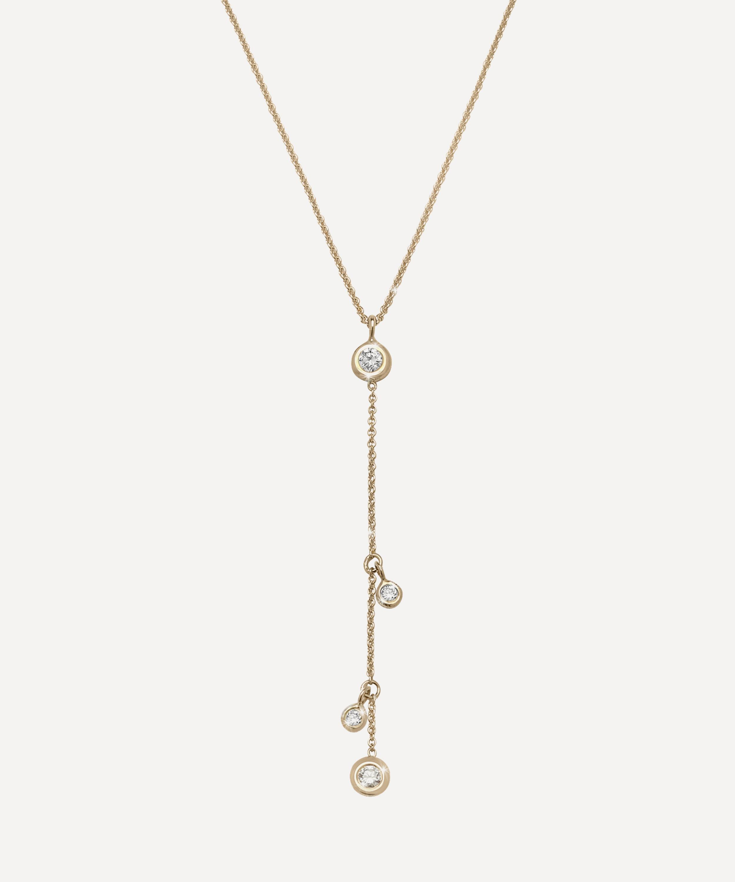 Ritique - 18ct Gold Doux Drop Constellation Diamond Lariat Necklace image number 0