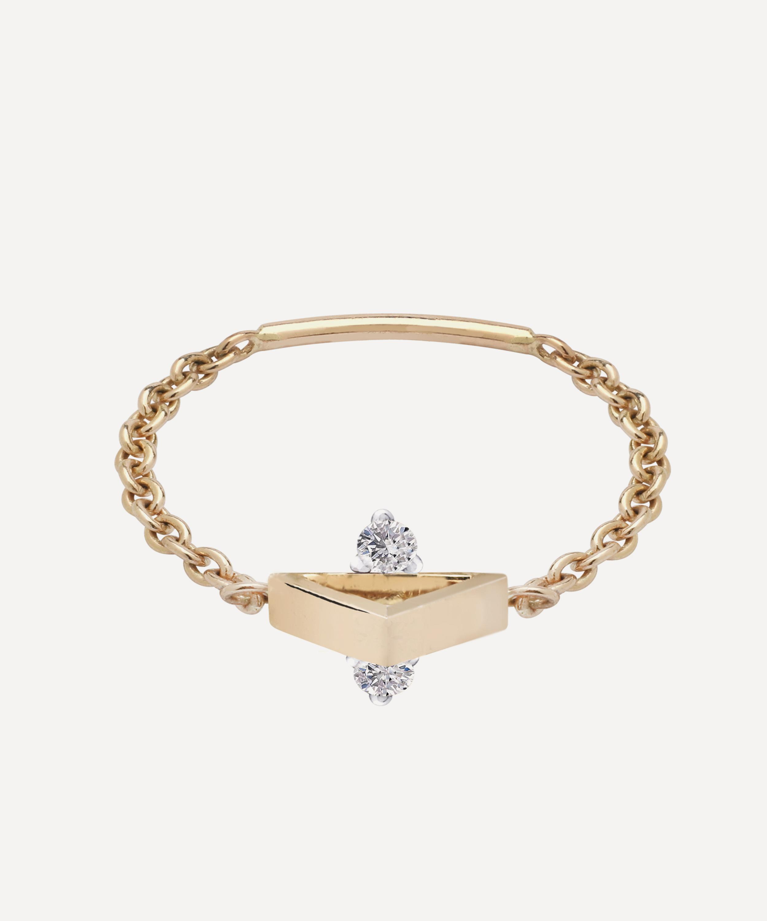 Ritique - 18ct Gold Mini Tricone Duo Diamond Pinky Ring image number 0