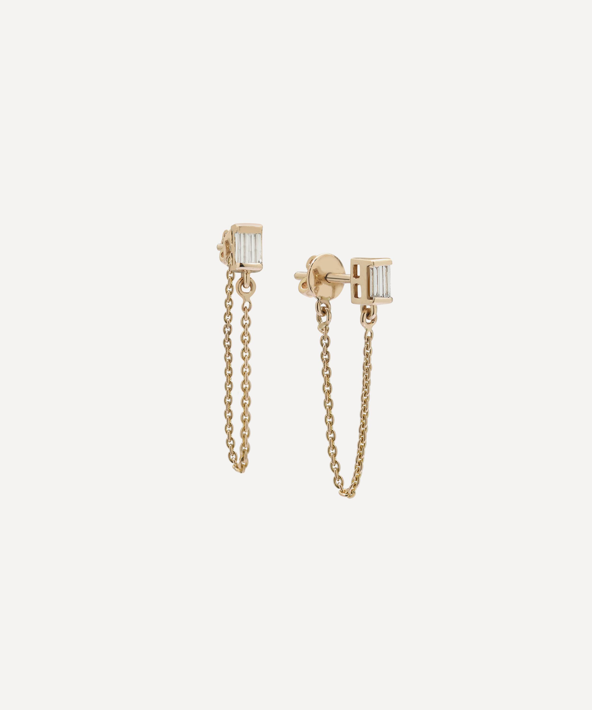 Ritique - 18ct Gold Nova Mini M&eacute;lange Diamond Loop Earrings image number 0