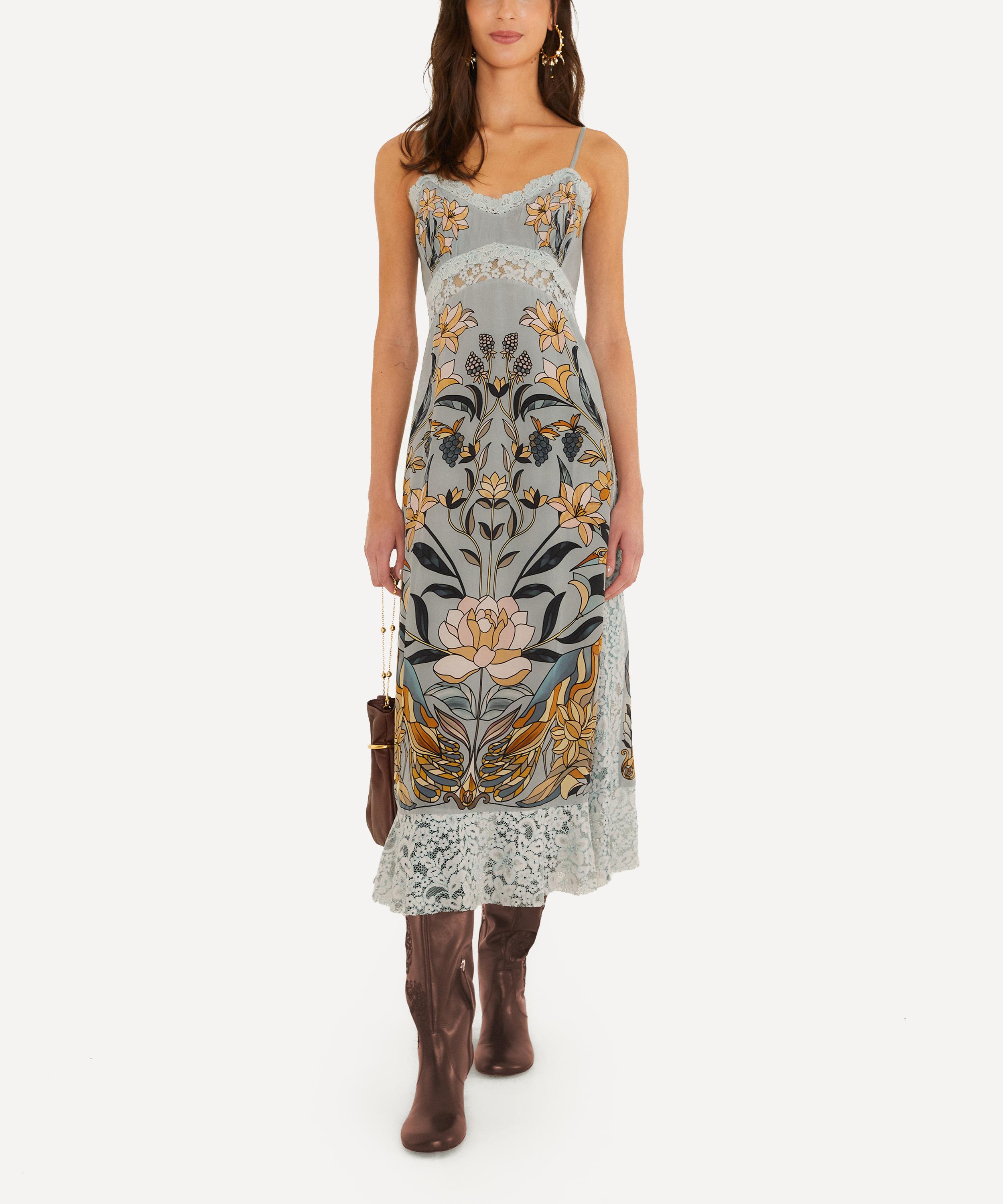 FARM Rio - Soft Blue Stained Glass Beauty Slip Midi Dress image number 0