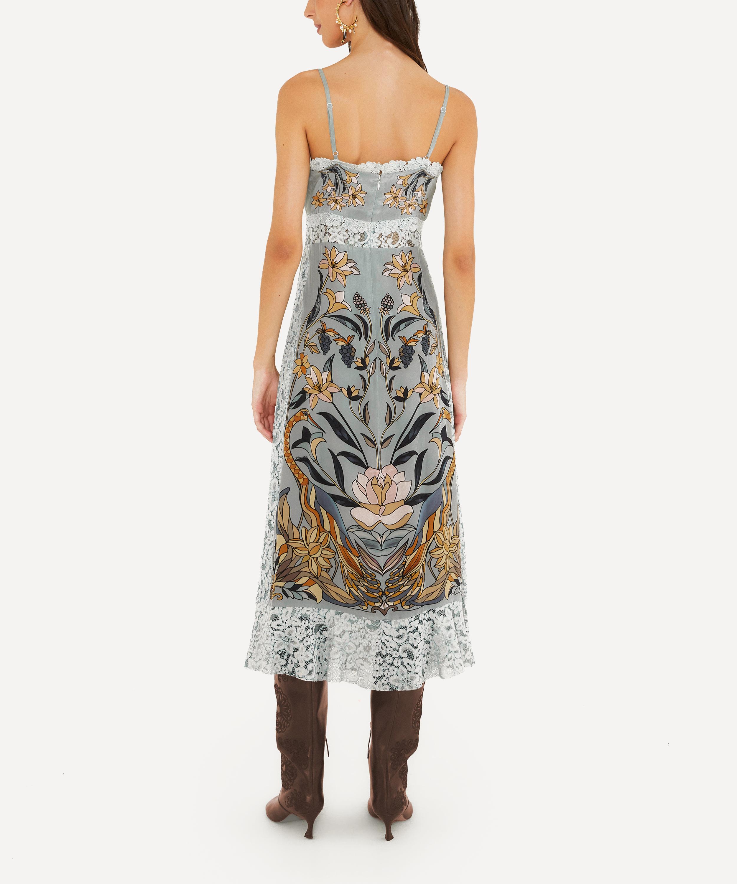 FARM Rio - Soft Blue Stained Glass Beauty Slip Midi Dress image number 2
