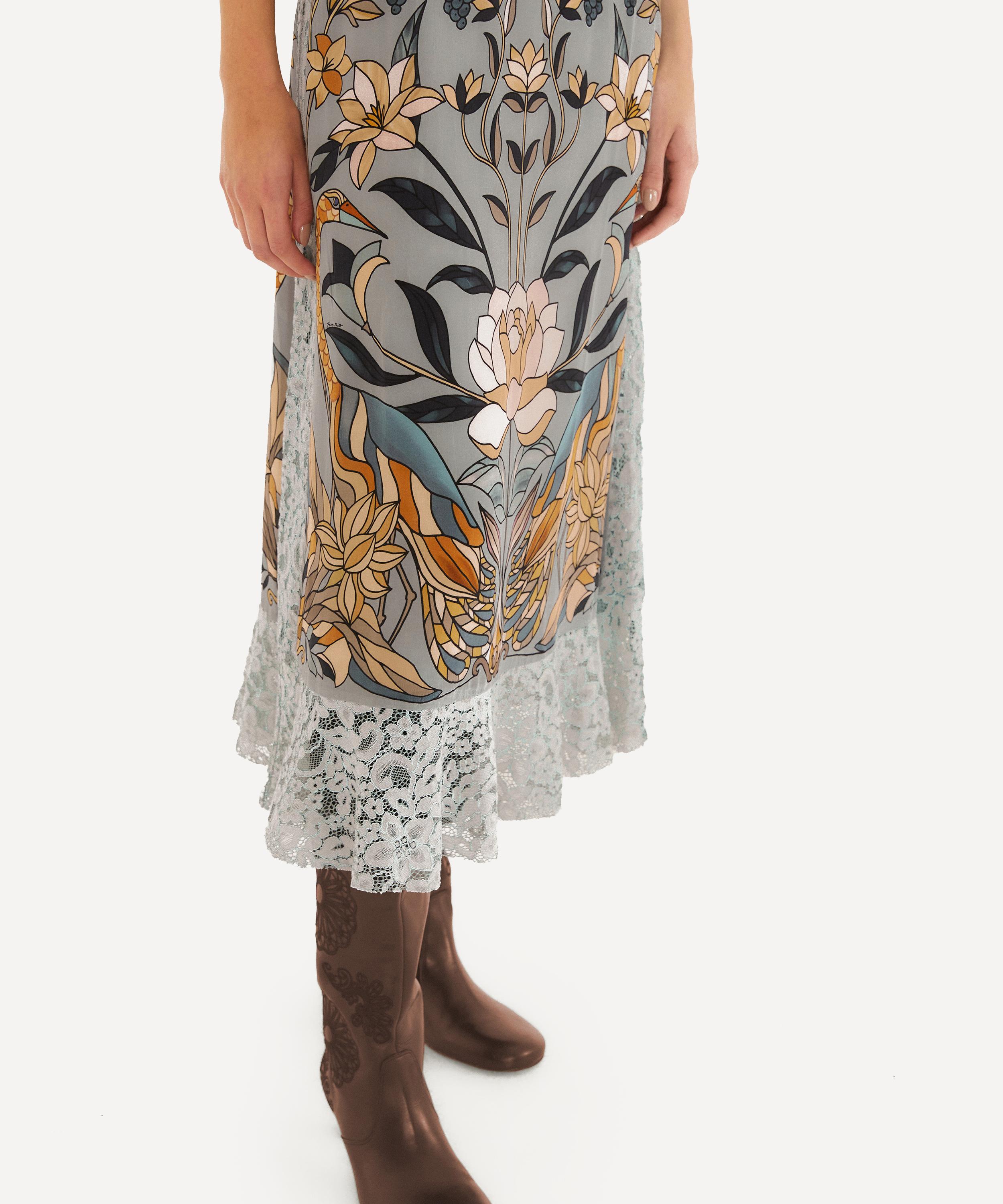 FARM Rio - Soft Blue Stained Glass Beauty Slip Midi Dress image number 3