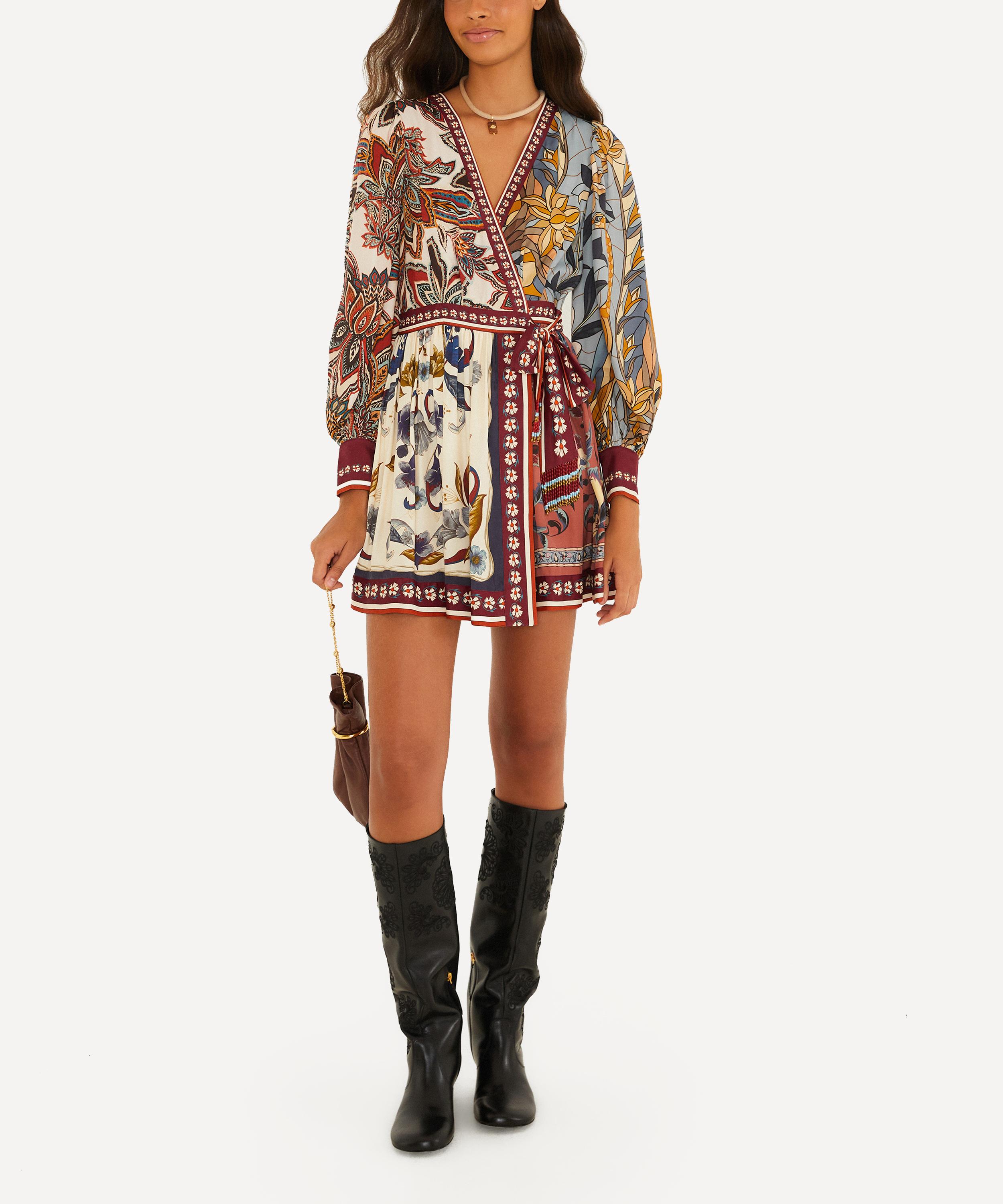 FARM Rio Stained Glass Beauty Mixed Scarves Mini Dress