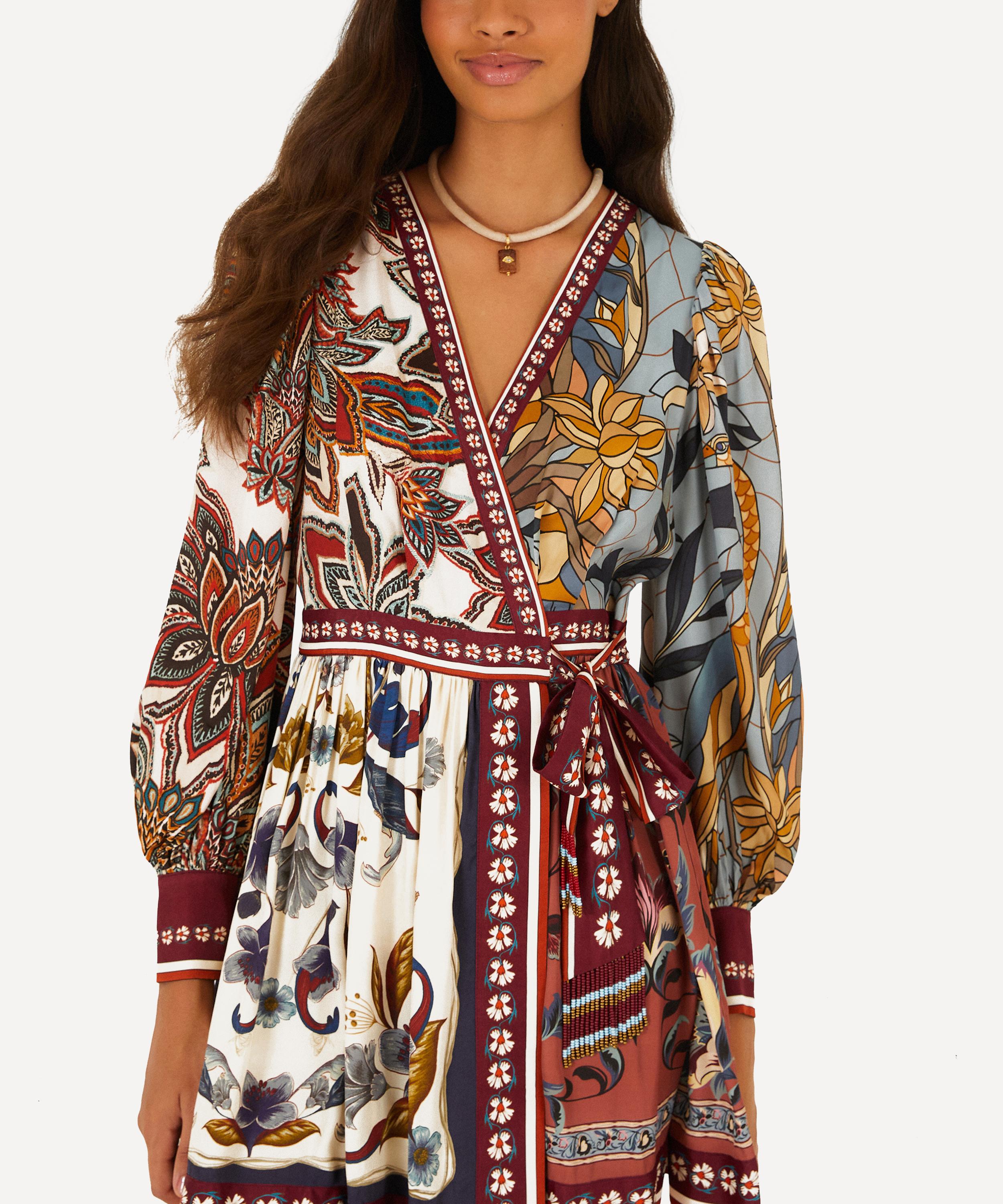 FARM Rio - Stained Glass Beauty Mixed Scarves Mini Dress image number 3