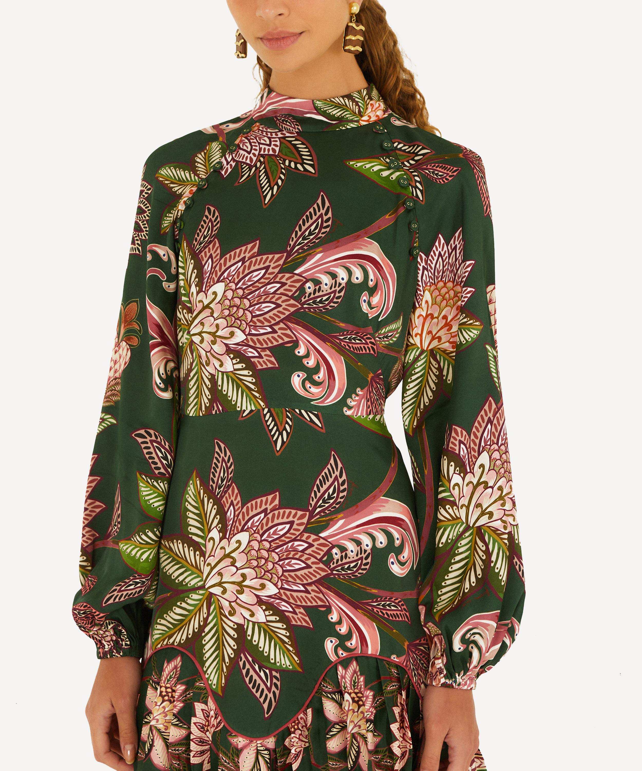 FARM Rio - Green Arabesque Paradise Floral Mini Dress image number 0
