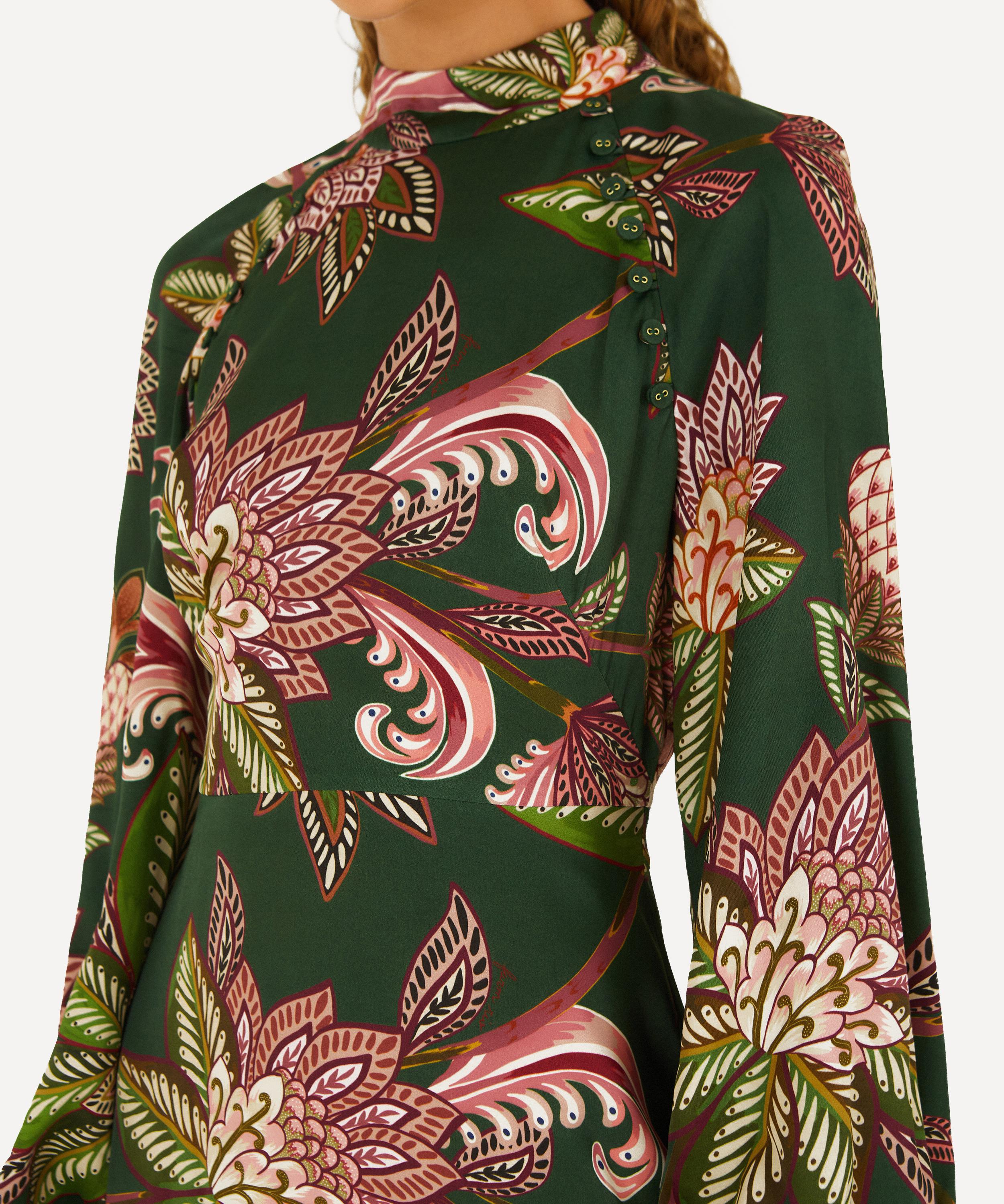 FARM Rio Green Arabesque Paradise Floral Mini Dress