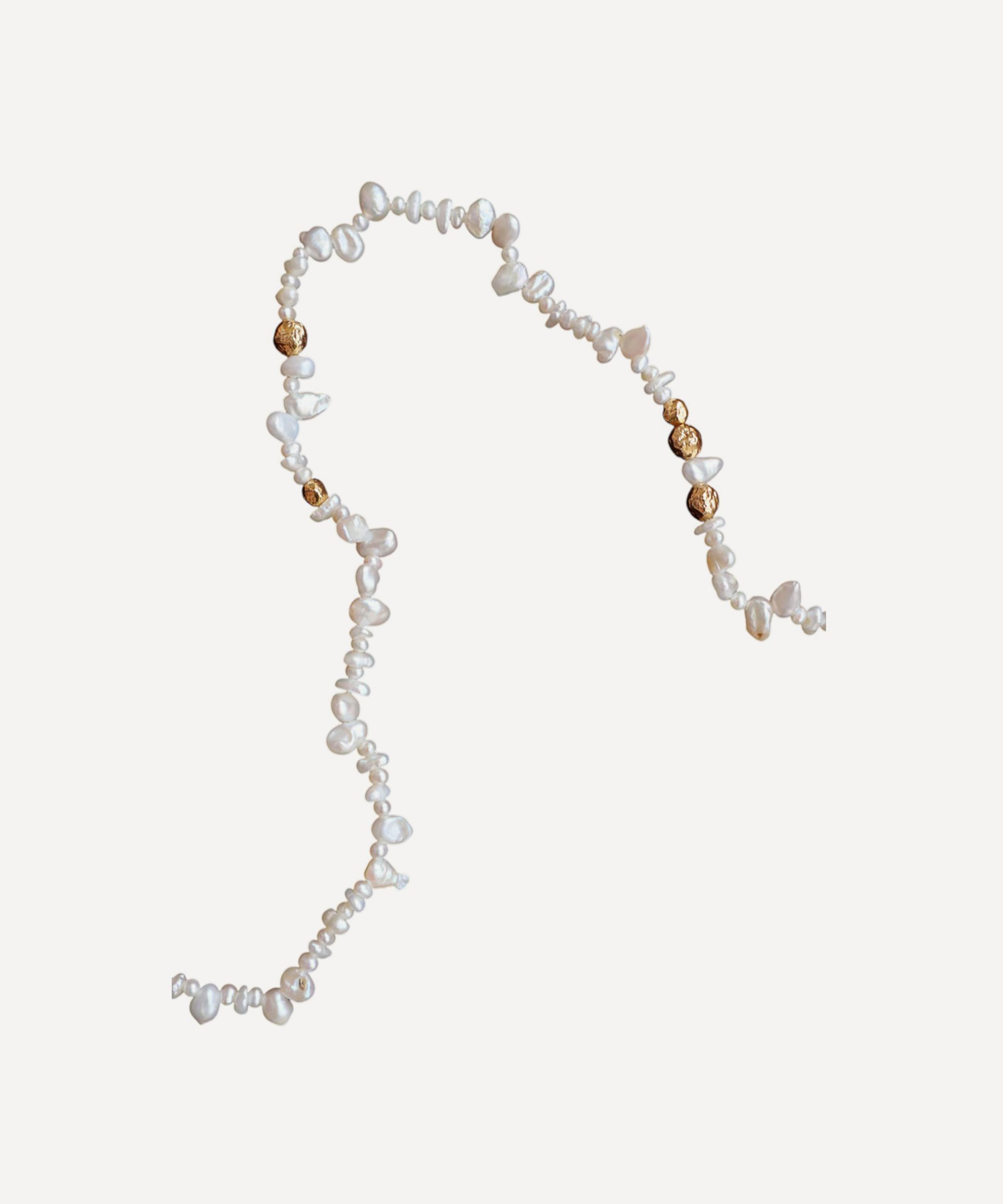 Pacharee - 18ct Gold-Plated Silver Petite Pebble Pearl Necklace image number 0