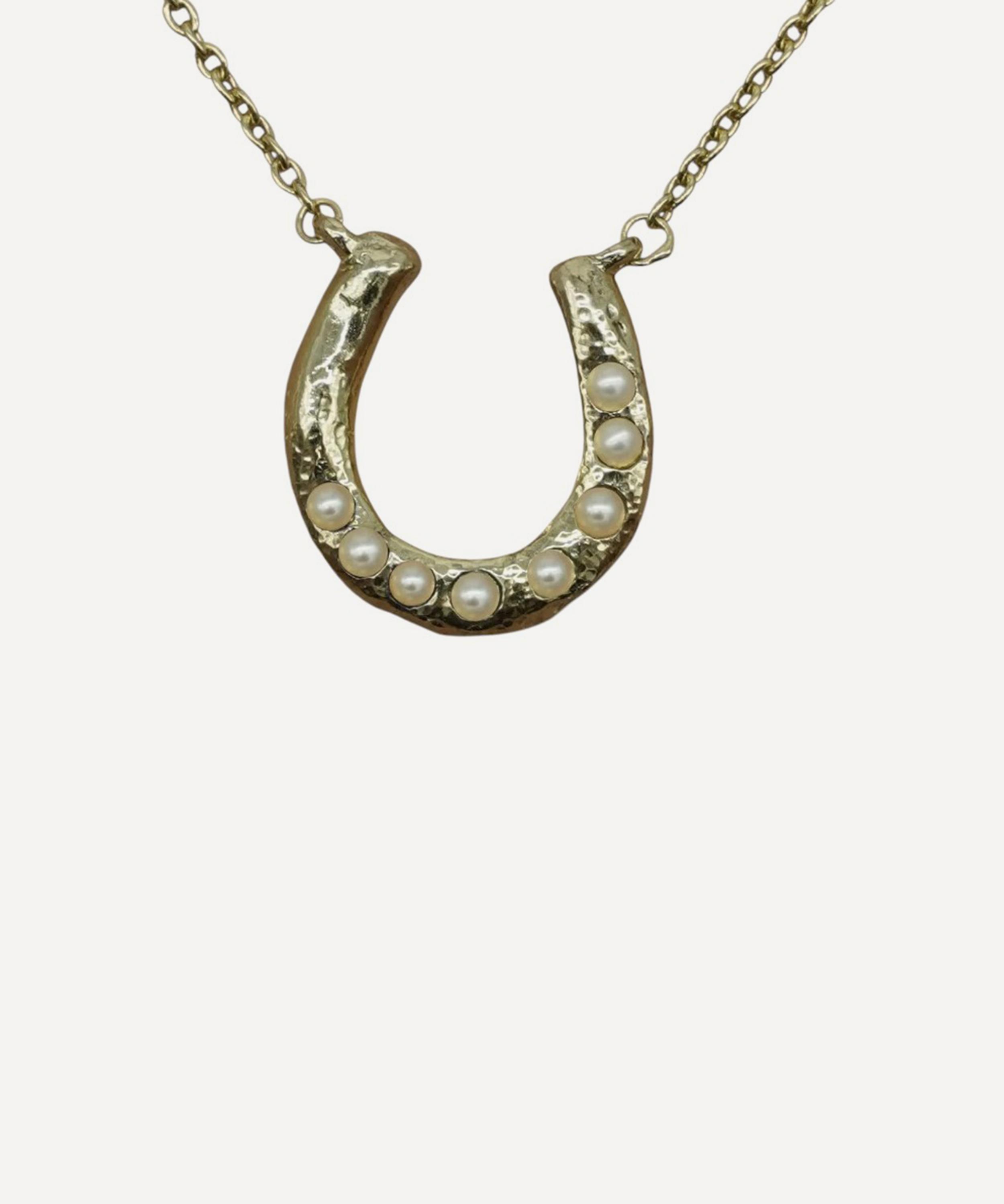 Pacharee - 18ct Gold-Plated Silver Pearl Horseshoe Necklace image number 0