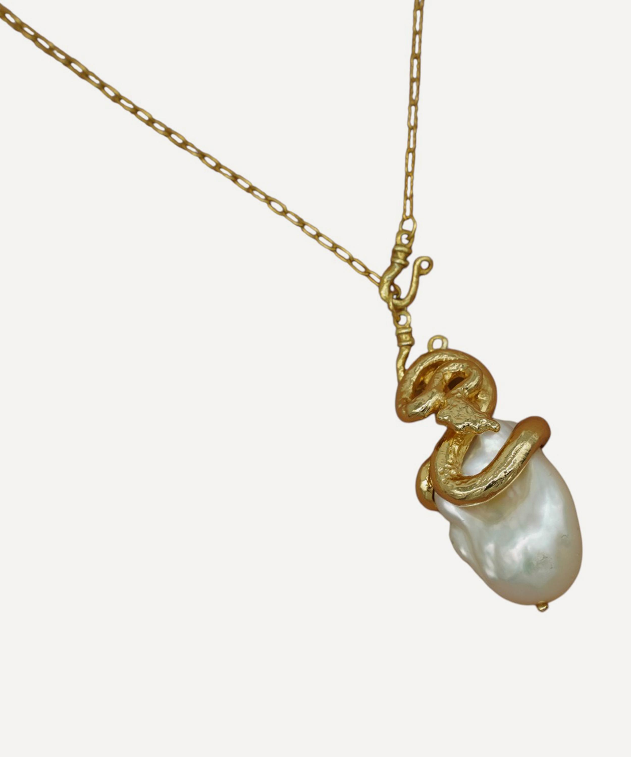Pacharee - 18ct Gold-Plated Silver Naga Mother-of-Pearl Necklace image number 0