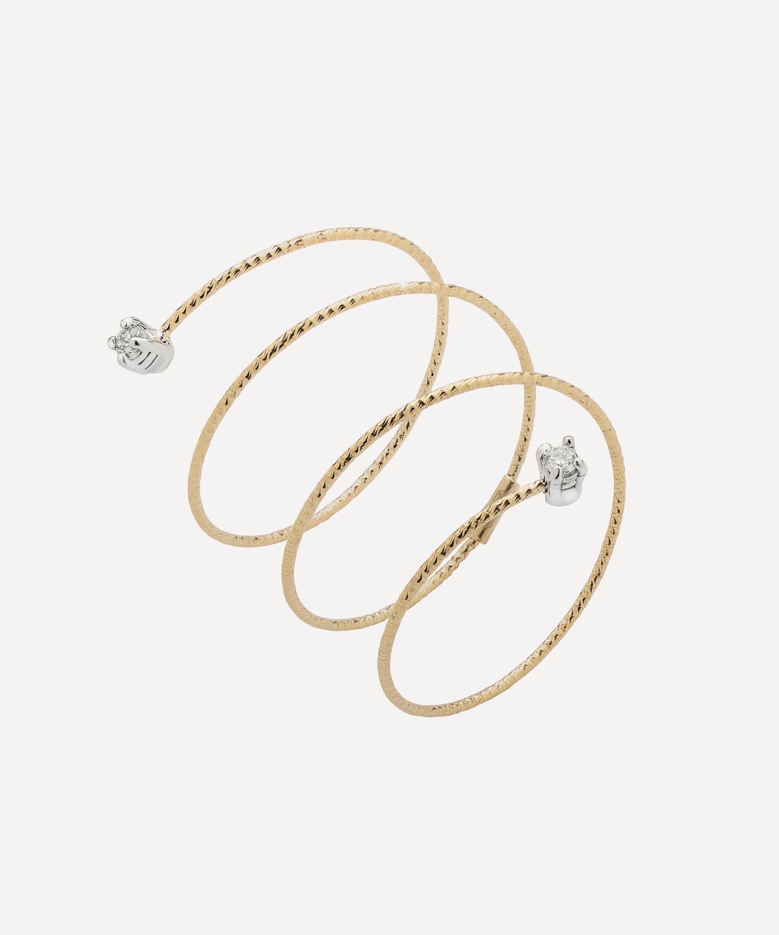 Ritique - 18ct Gold Wire Petite Spiral Diamond Ring image number 0