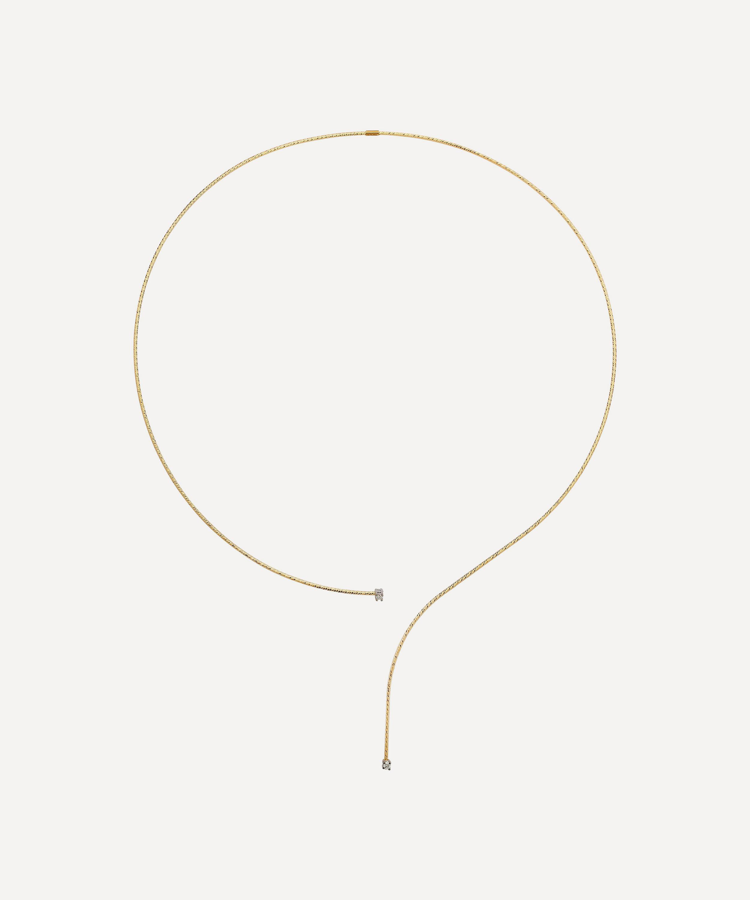 Ritique - 18ct Gold Wire Open Diamond Necklace image number 0