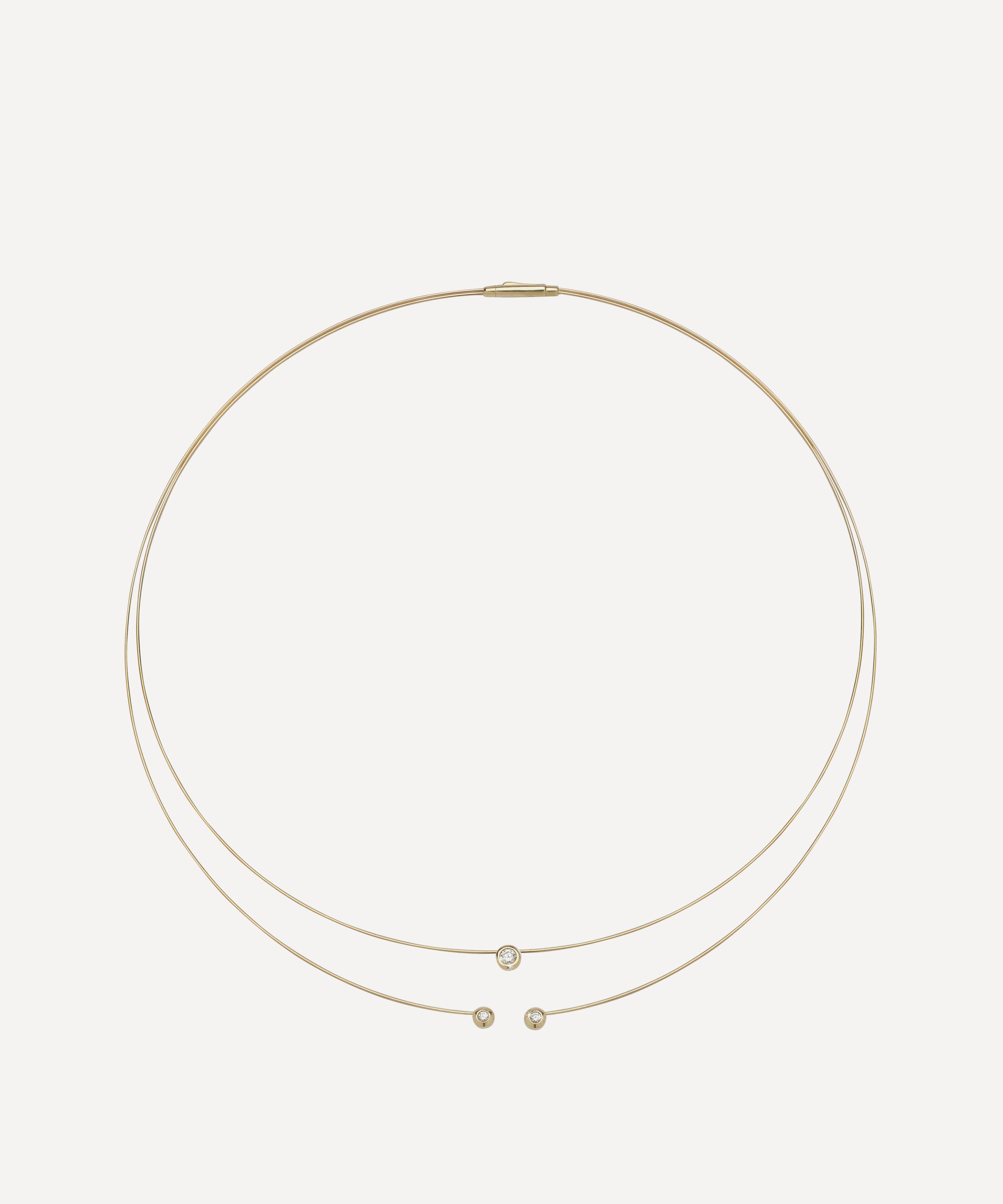 Ritique - 18ct Gold Doux Drop Duo Wire Diamond Necklace image number 0