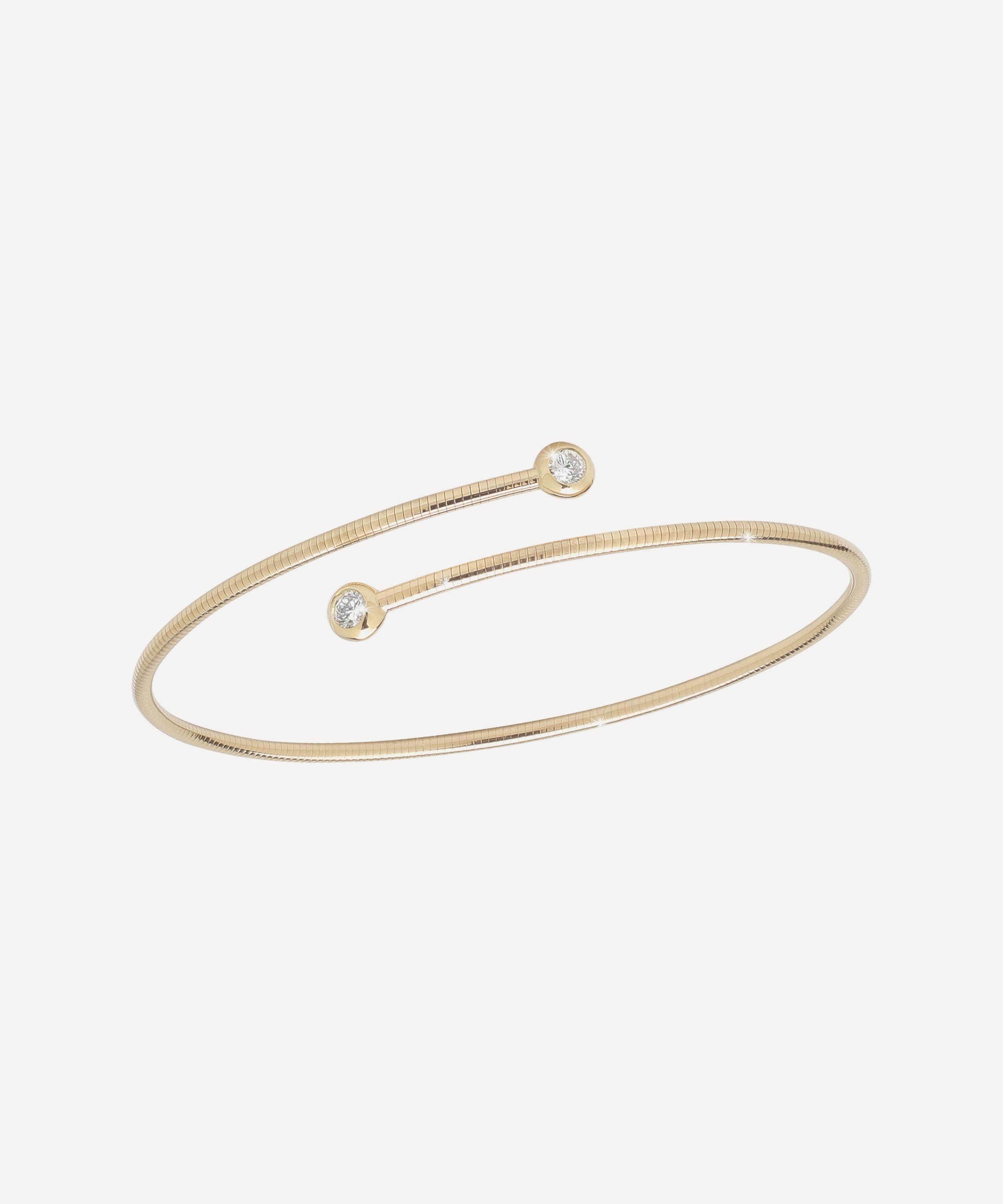 Ritique - 18ct Gold Doux Drop Flexible Wire Diamond Bracelet image number 0