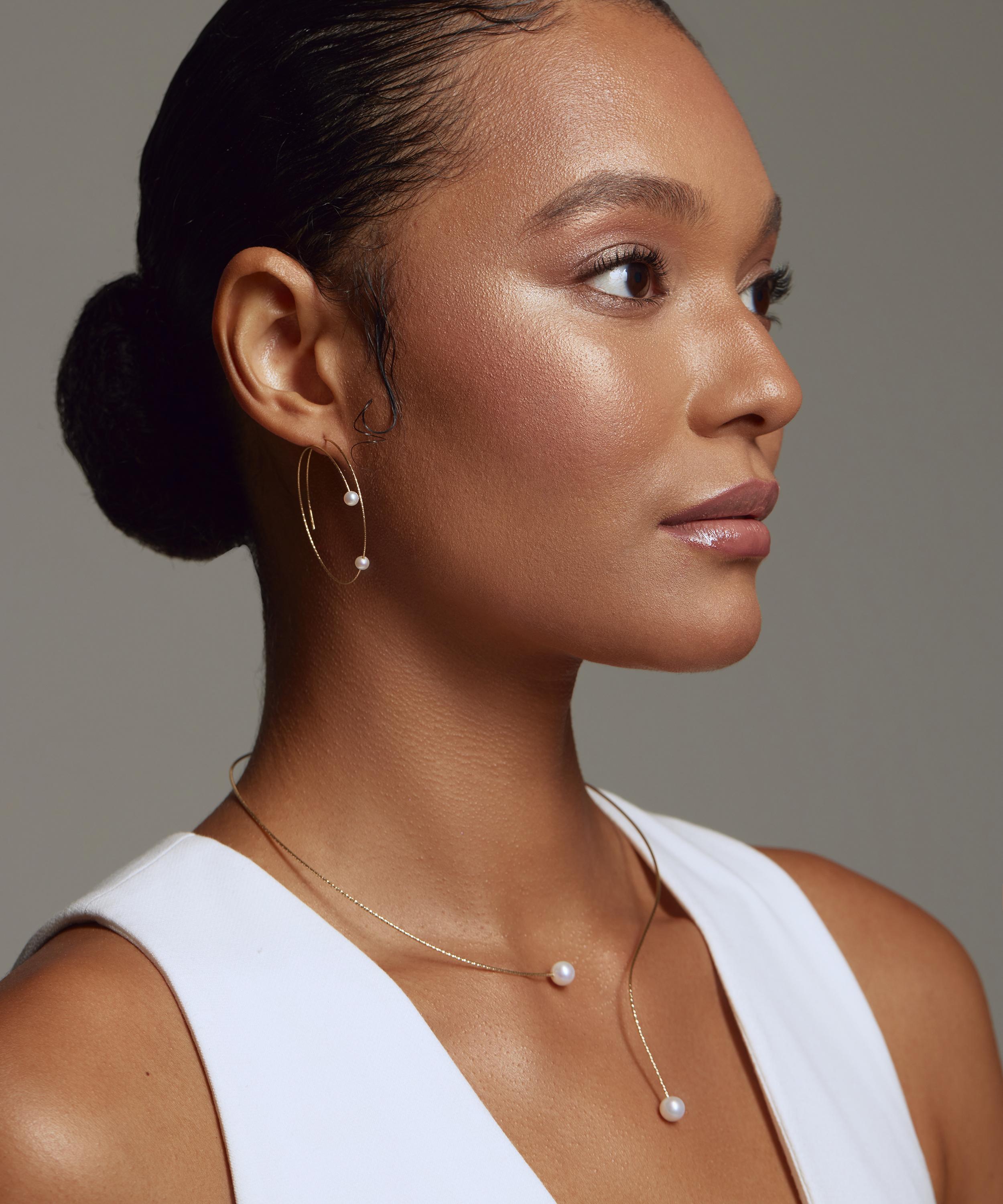 Ritique - 18ct Gold Nouveau Open Pearl Necklace image number 1