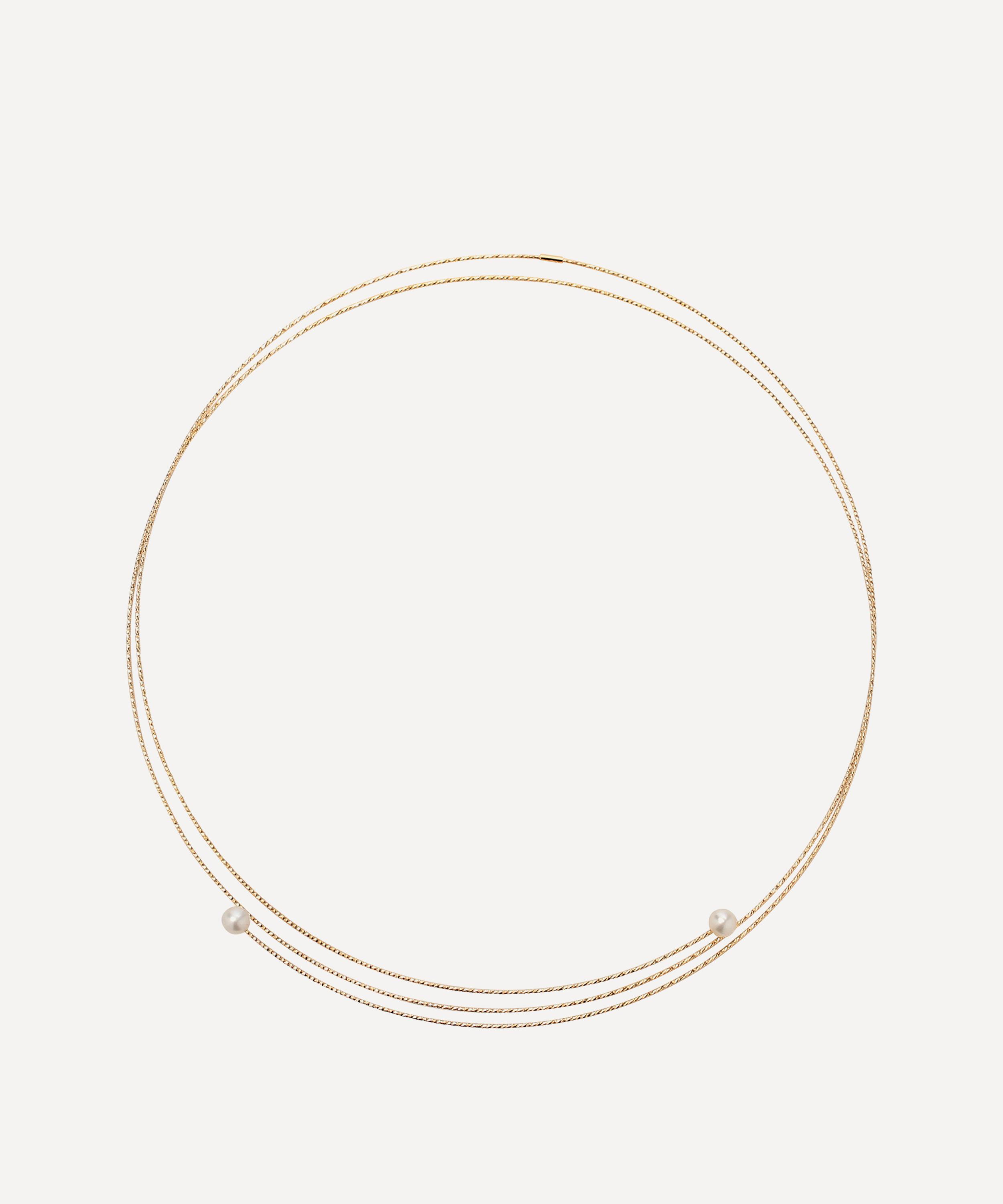 Ritique - 18ct Gold Nouveau Wire Pearl Necklace image number 0