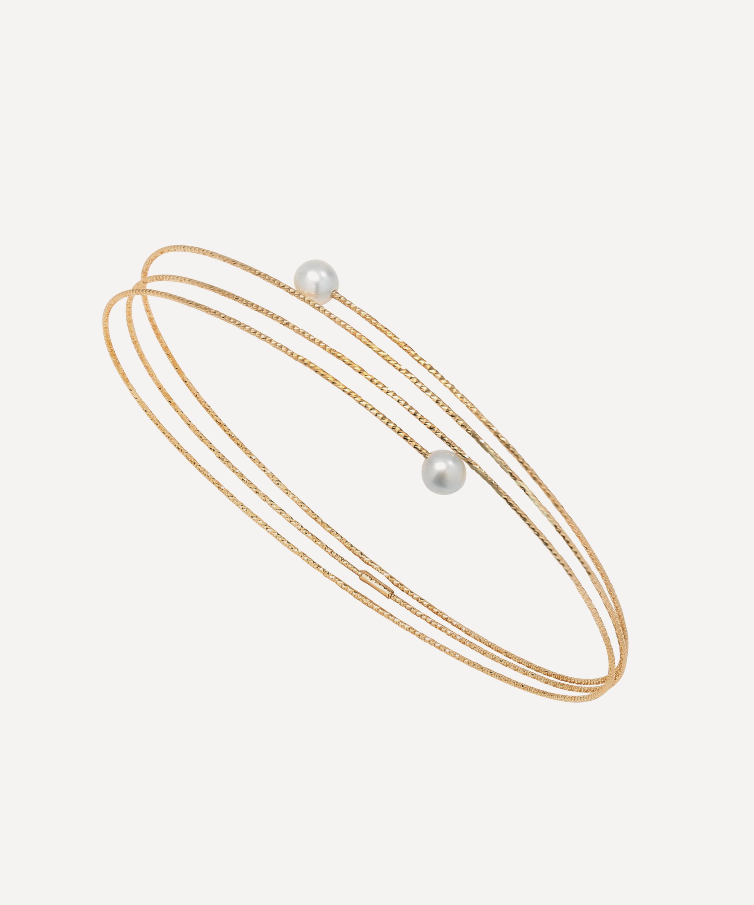 Ritique - 18ct Gold Nouveau Wire Pearl Bracelet image number 0