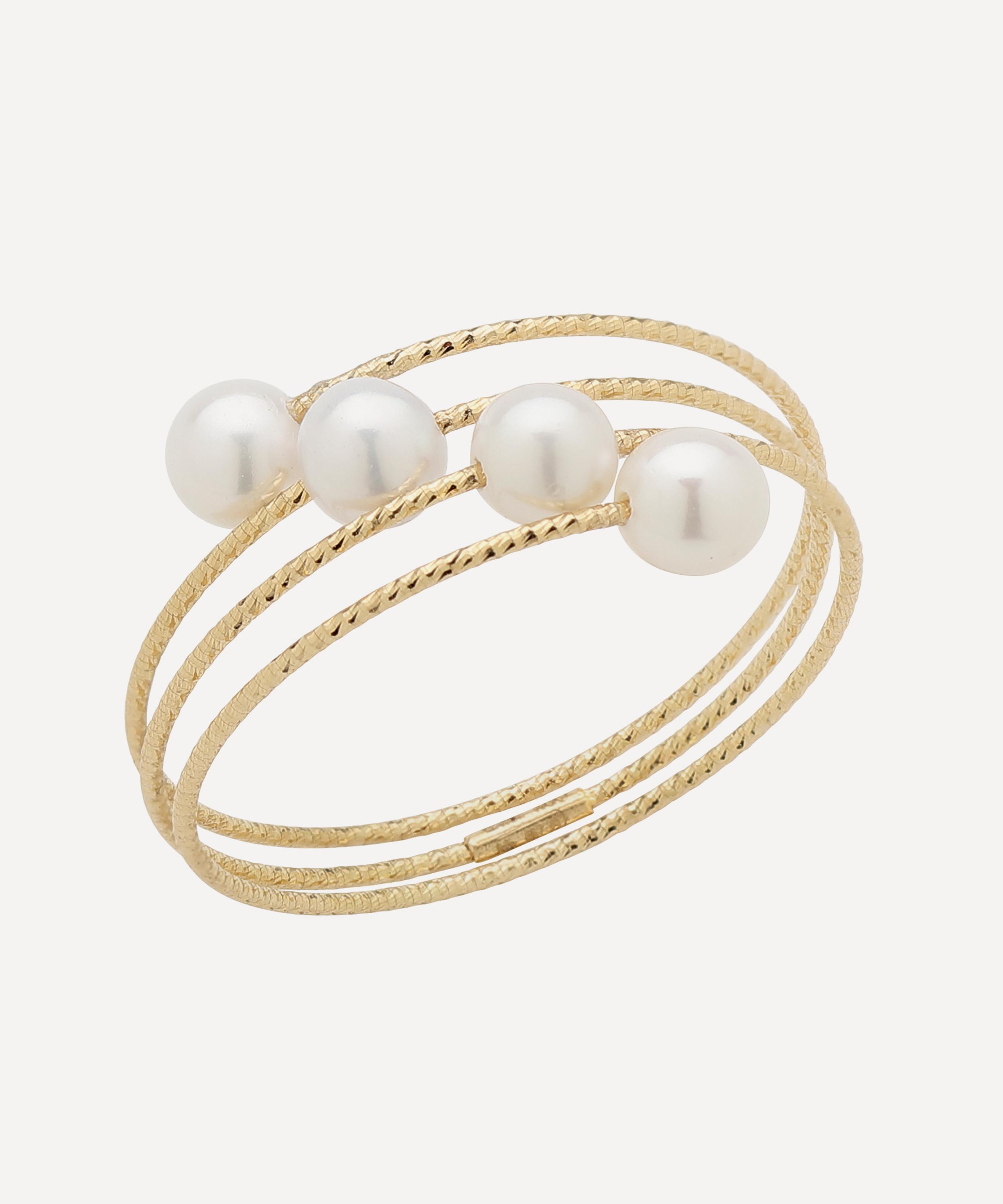 Ritique - 18ct Gold Nouveau Tri Wire Pearl Ring image number 0