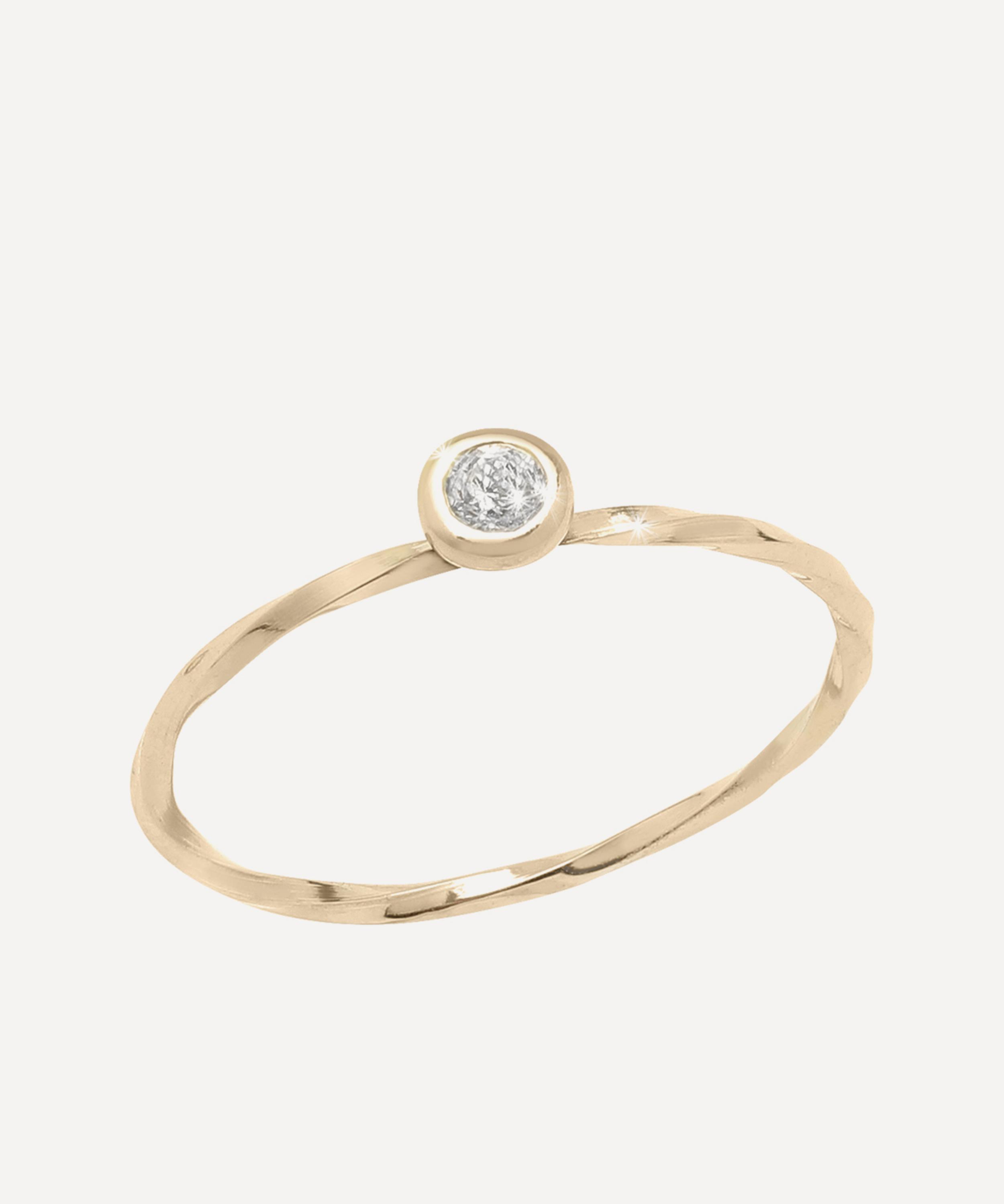Ritique - 18ct Gold Doux Drop Solo Diamond Ring image number 0