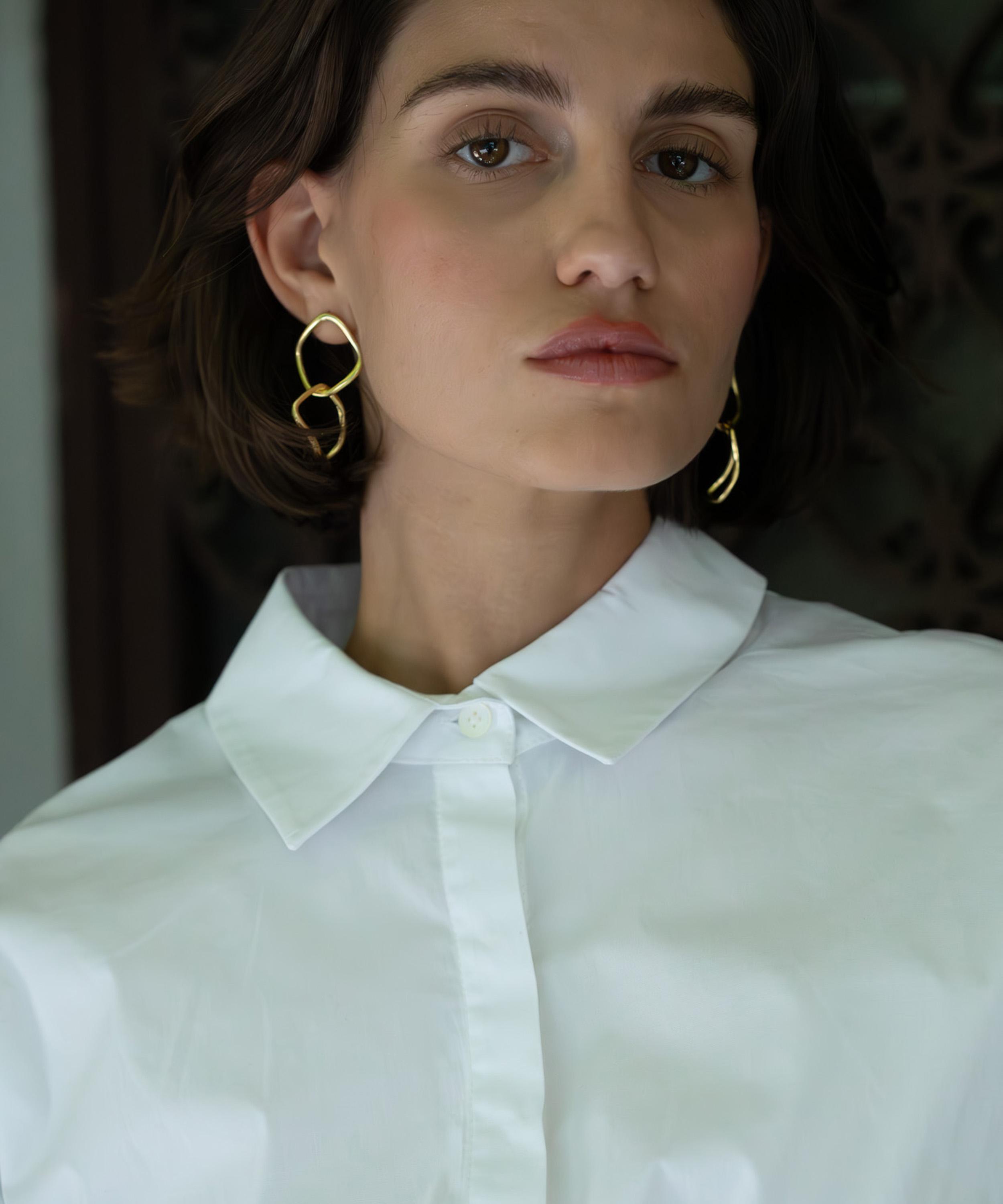 YSSO -  18ct-24ct Gold Plated Voyage Chain Earrings image number 2