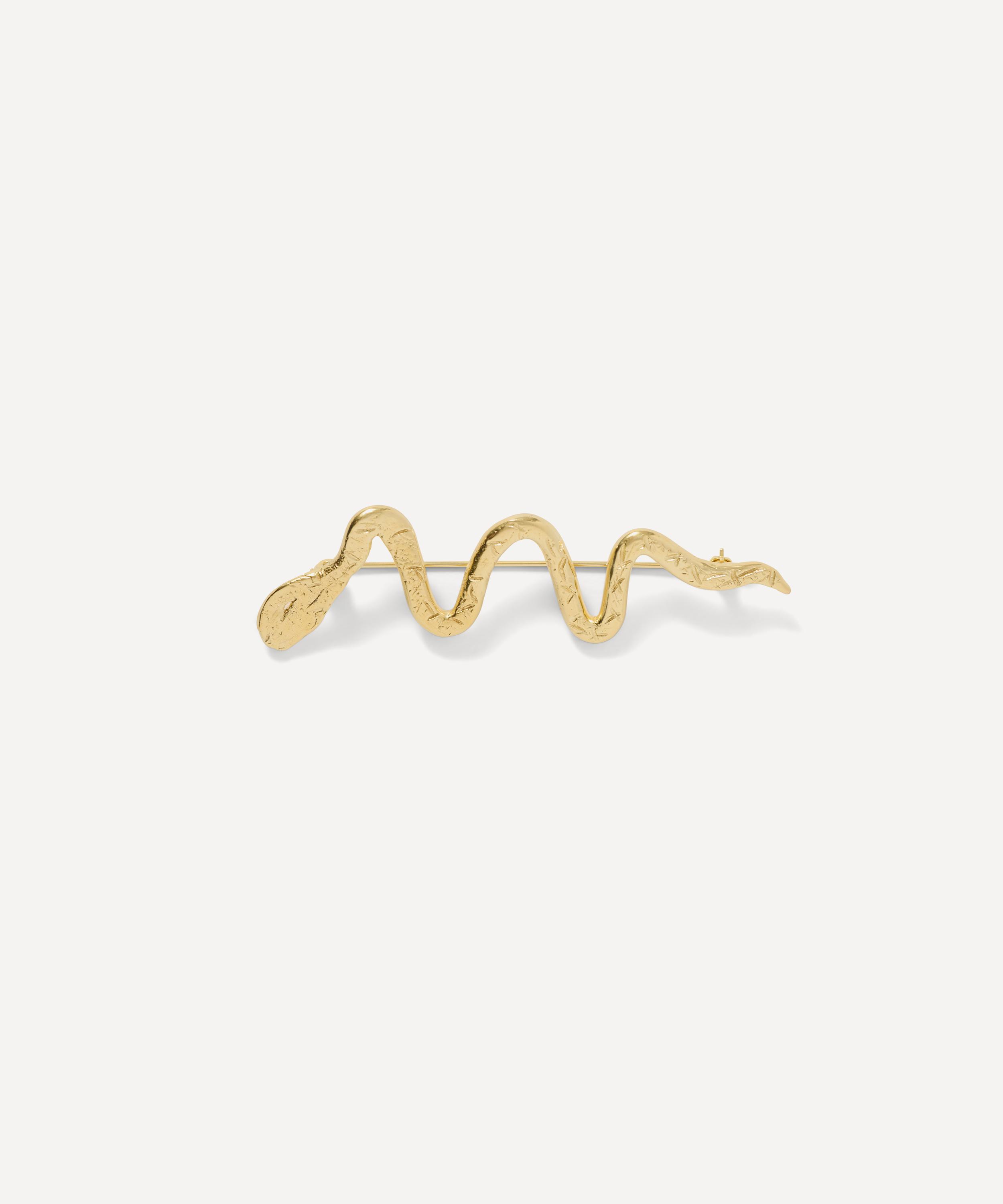 YSSO - 18ct-24ct Gold Plated Ophis Snake Brooch image number 0