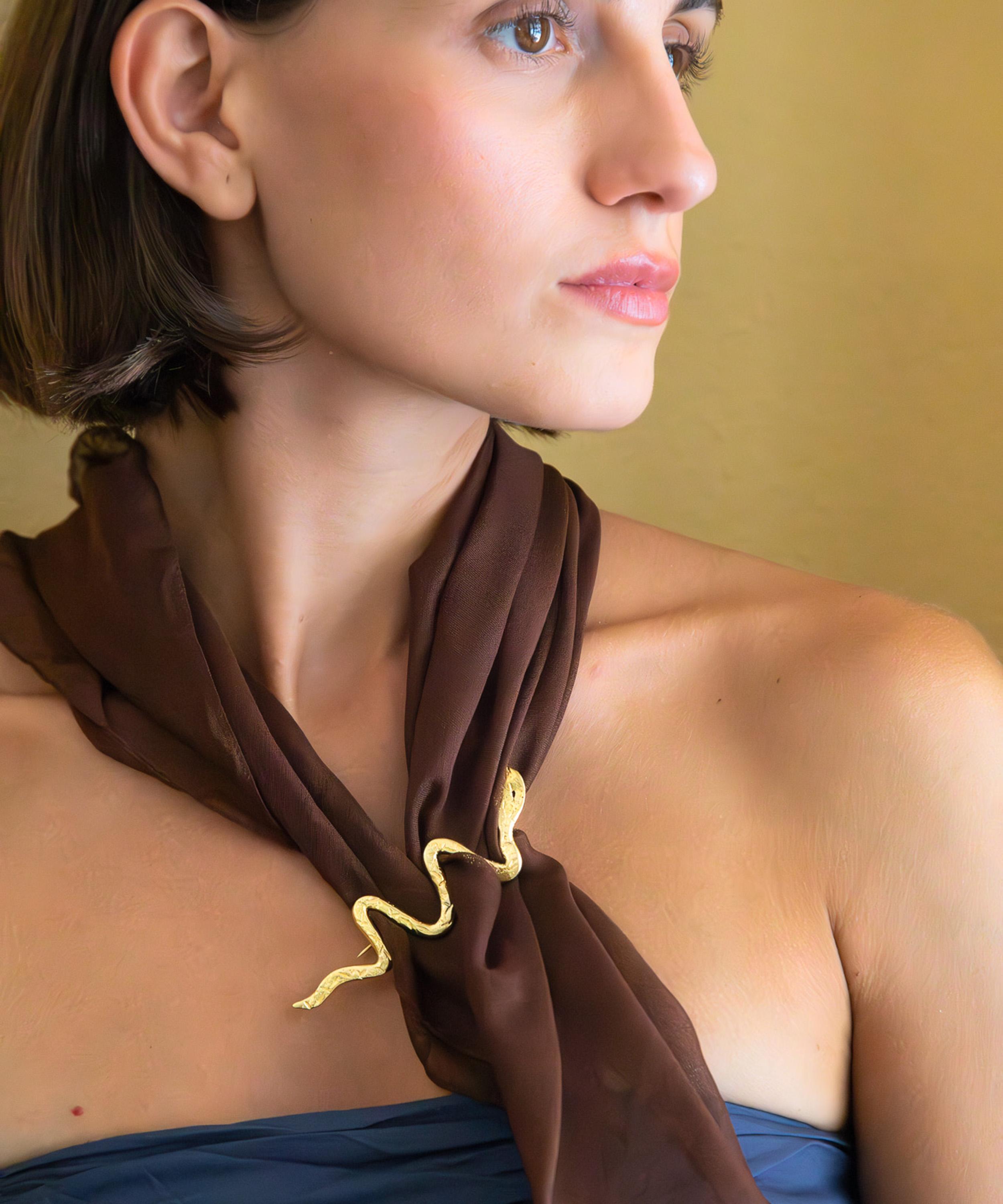 YSSO - 18ct-24ct Gold Plated Ophis Snake Brooch image number 2